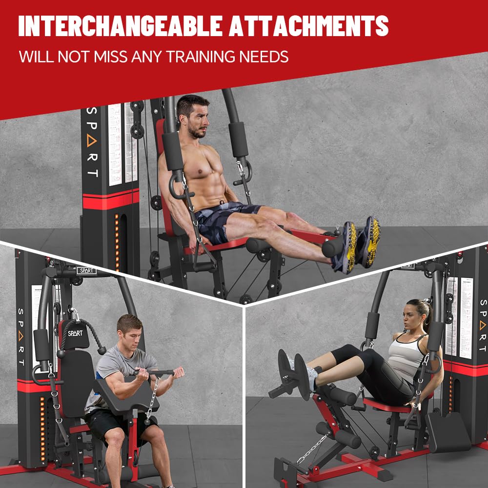 Multifunctional Home Gym Station with 150LBS Weight Stack - Full Body Strength Training Equipment for Leg Press, Lat Pulldown & Chest Press | Perfect for Home Workouts, Strength Building & Fitness Training