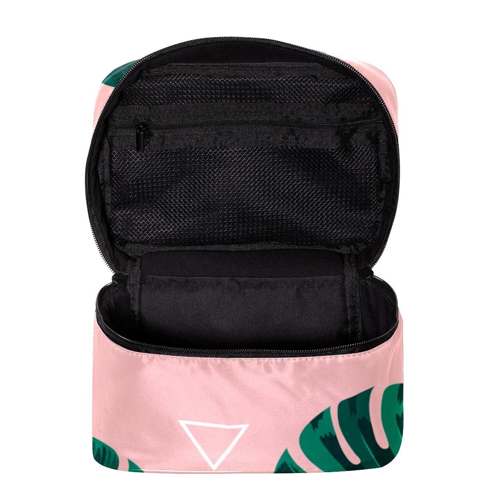Stylish Pink Tropical Leaves Travel Makeup Bag - Large Cosmetic Organizer with Zipper for Women & Girls | Perfect for Vacations, Gym, and Daily Essentials Storage