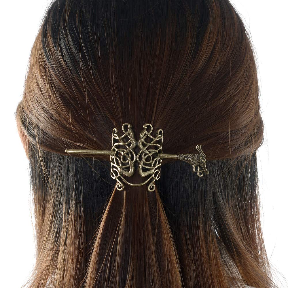 Celtic Knot Dragon Hairpins - Norse Viking Crown Hair Jewelry for Women | Vintage Hair Clips for Long Hair & Braids | Barrettes, Hair Sticks & Irish Slide Accessories | Perfect for Cosplay, Medieval Festivals & Boho Fashion