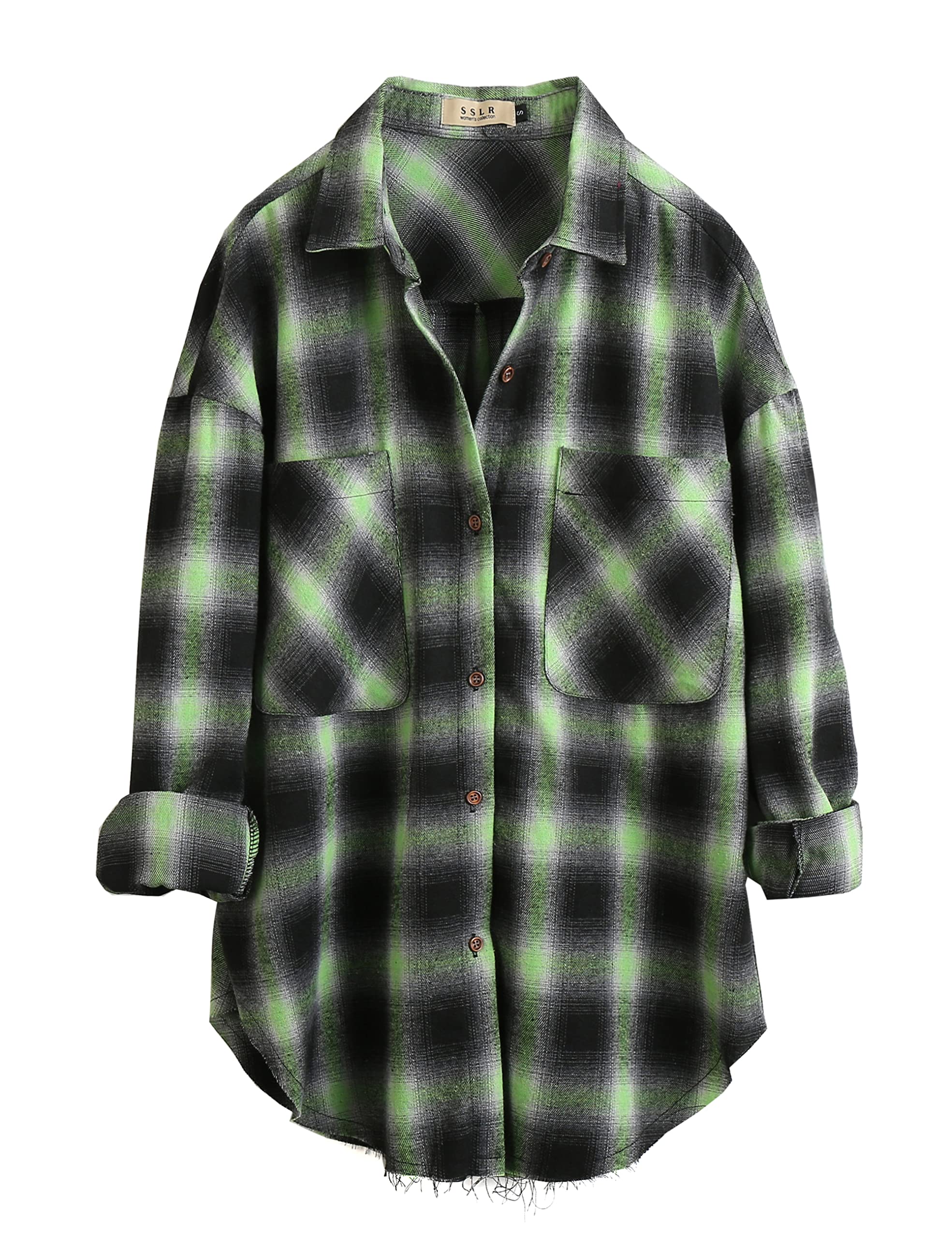 Women's SSLR Flannel Shirts - Oversized Button Down Shacket Jacket, Plaid Long Sleeve Casual Shirt for Fall & Winter | Cozy Loungewear, Outdoor Activities, Layering Outfits
