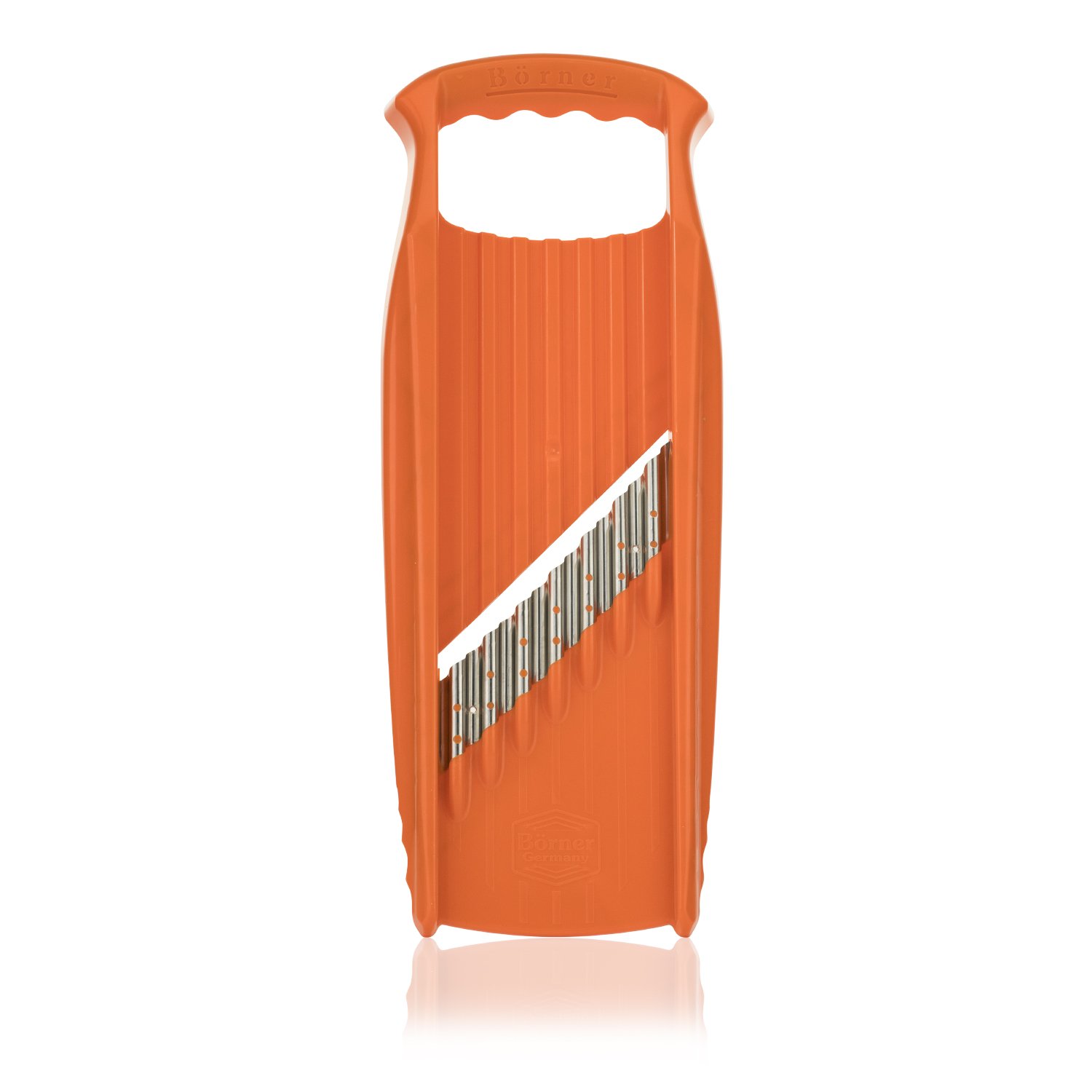 Wave-Waffle XXL PowerLine Crinkle Cut Vegetable Slicer - Professional Mandoline Slicer for Wavy, Waffle & Crinkle Cut Vegetables - Perfect for Potatoes, Carrots & Zucchini - Ideal for Salads, Chips & Home Cooking (Orange)