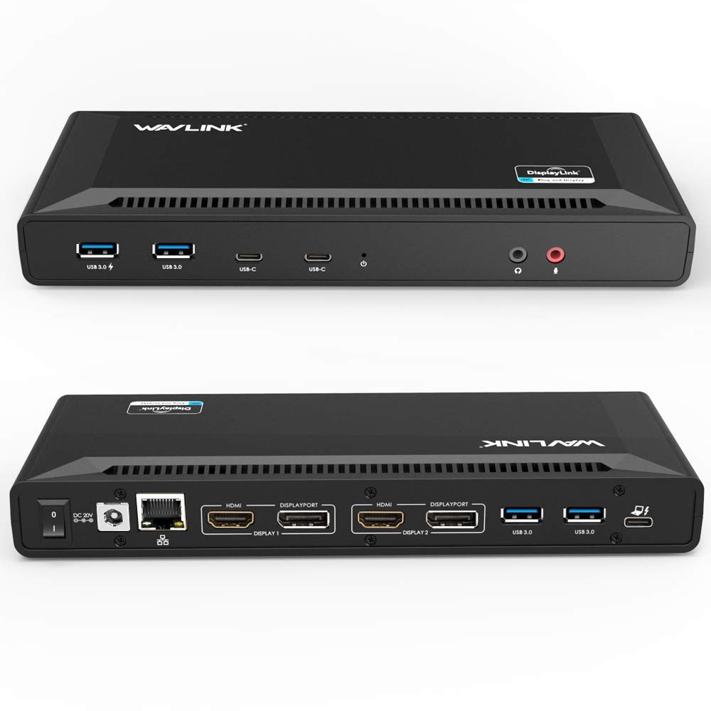 WAVLINK USB C Universal Docking Station with 60W Power - Dual 4K HDMI & DisplayPort, Gigabit Ethernet, 4 USB 3.0 & 2 USB C Ports - Ideal for Home Office, Remote Work & Multi-Monitor Setup