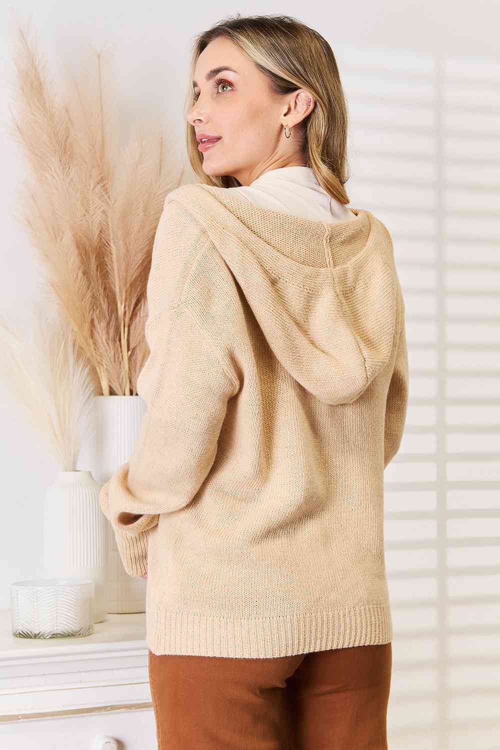 Stylish Tan Button Down Long Sleeve Hooded Sweater for Men & Women | Cozy Fall & Winter Pullover | Perfect for Casual Outfits, Layering and Outdoor Activities