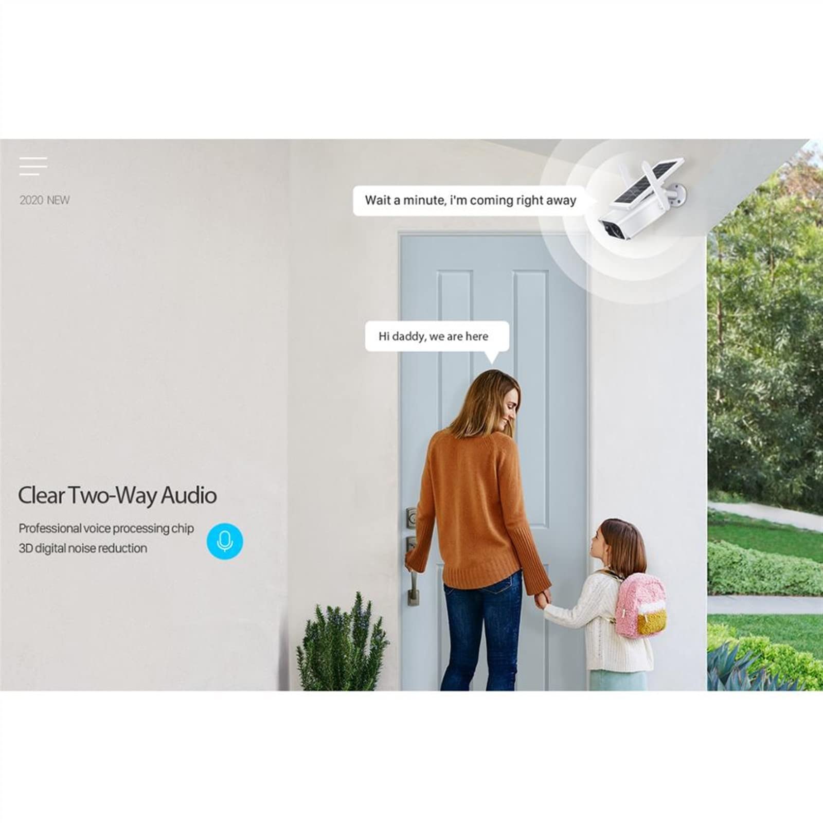 MEIVIYA Wireless Outdoor Security Camera with Solar Power, 64GB SD Card, Two-Way Audio & PIR Motion Detection - Weatherproof IP Surveillance for Home, Yard & Business Security