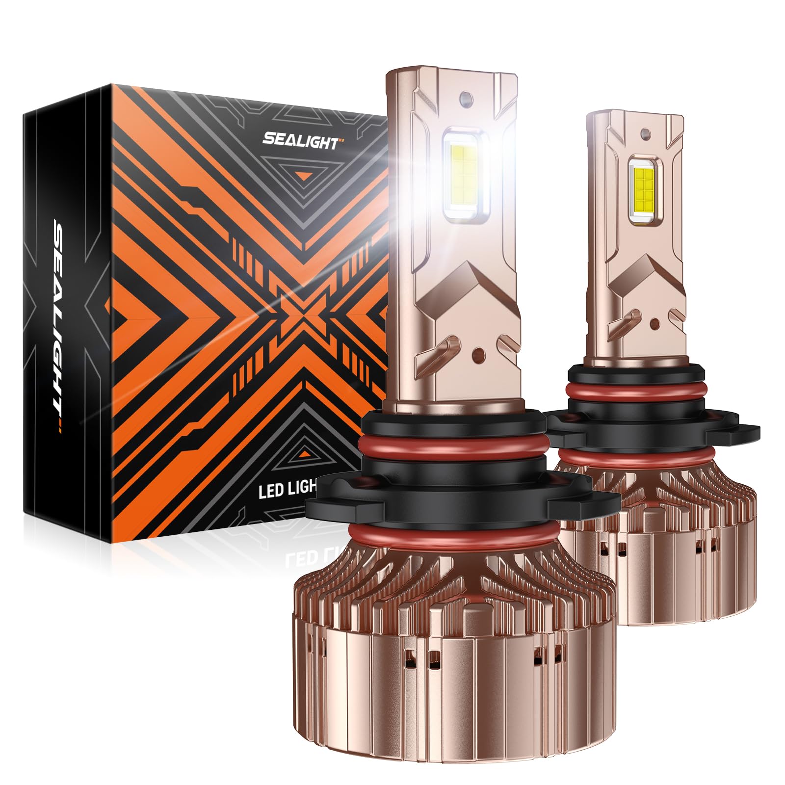 SEALIGHT X6S 9012/HIR2 LED Headlight Bulbs - 40,000LM 6000K Cool White Super Bright Fog Lights with 25,000RPM Cooling Fan - 1:1 OEM Design - Plug & Play - Pack of 2 - Perfect for Trucks, SUVs, and Off-Road Vehicles