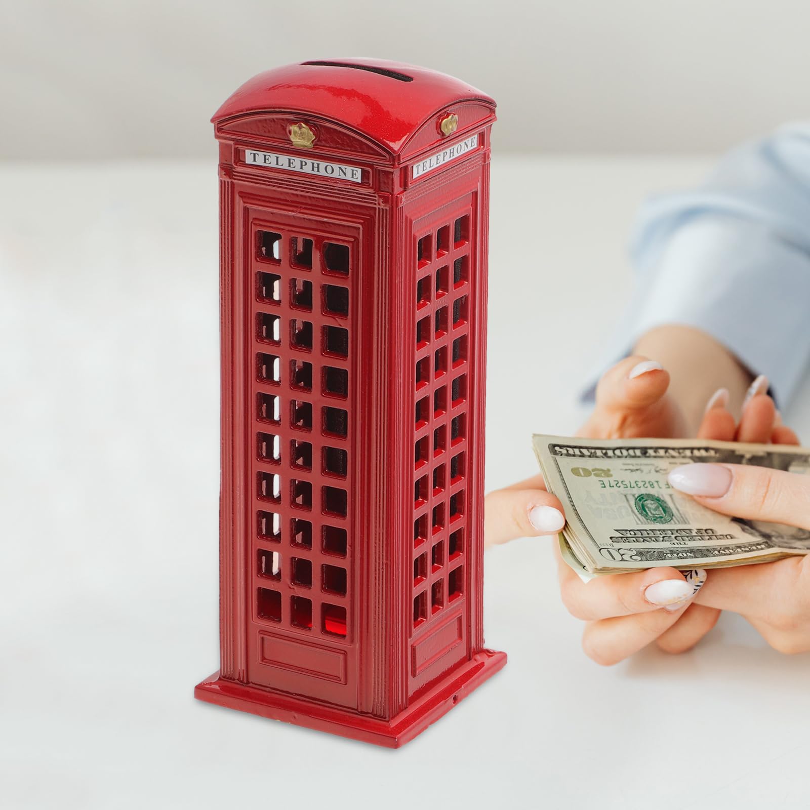 Red Telephone Booth Piggy Bank - London Themed Coin Jar Money Box for Adults & Kids - Perfect for Birthday, New Year Gifts & UK Souvenir Collectors (Home Decor, Office Desk Accessory, Savings Jar)