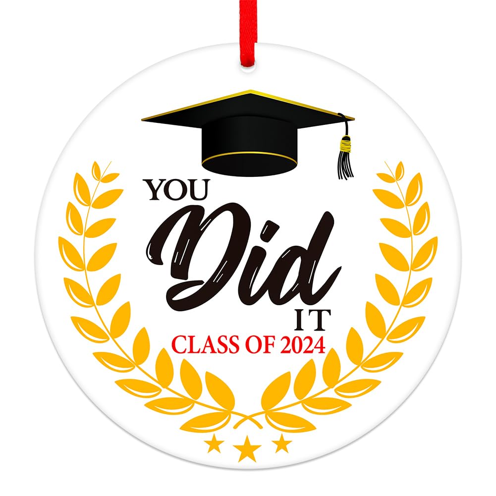 PETCEE 2024 Graduation Ornaments - 'You Did It' Keepsake for High School & College Graduates - Perfect Christmas Tree Decor & Gift for Him, Her, Daughter or Son - Celebrate Achievements & Special Moments