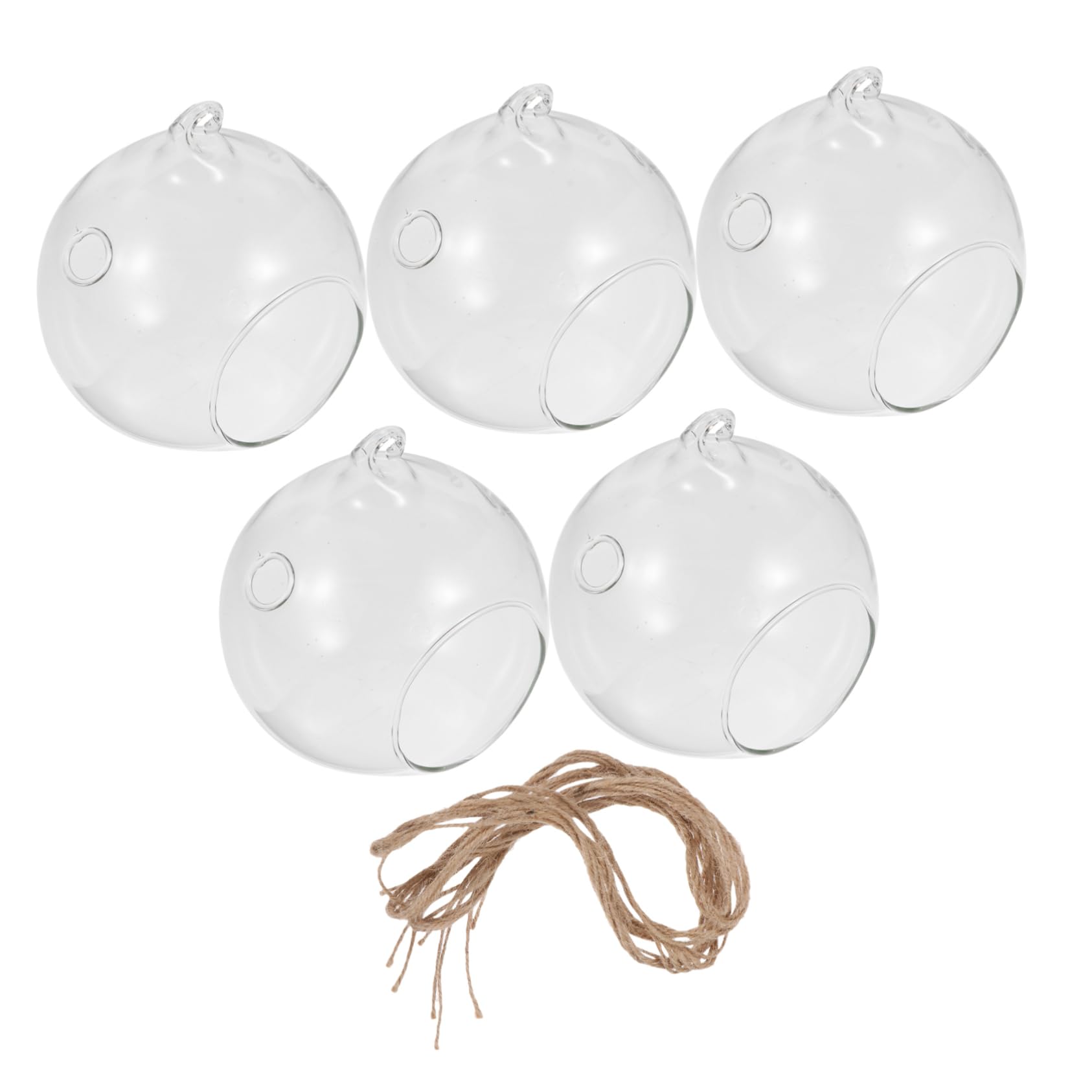 VOSAREA 5-Piece Clear Glass Hanging Ball Terrarium - Tea Light Candle Holders, Air Plant Vases & Hanging Flower Pots for Home Decor, Wedding Centerpieces, and Outdoor Garden Party Lighting