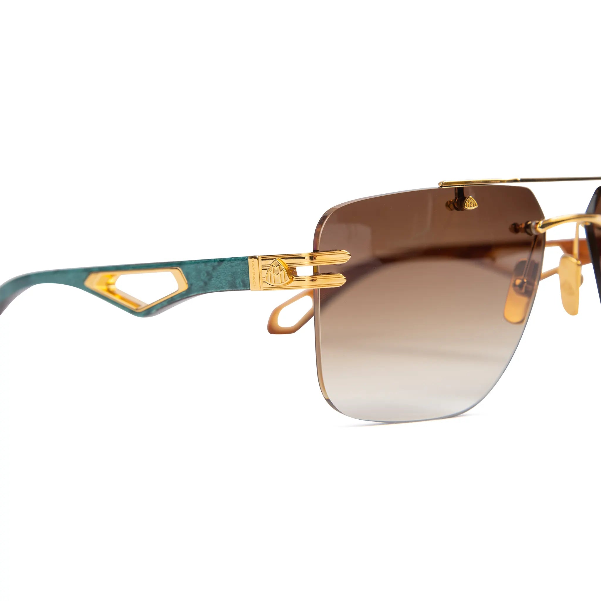 Maybach Eyewear The President I G WCZ M09 Gold Light Bronze Gradient Polarized Sunglasses for Men - Luxury UV Protection Shades for Driving, Travel & Outdoor Activities