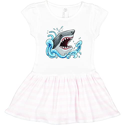 Inktastic Great White Shark in Waves Toddler Dress - Cute Baby Girl Outfit for Beach, Summer & Playtime