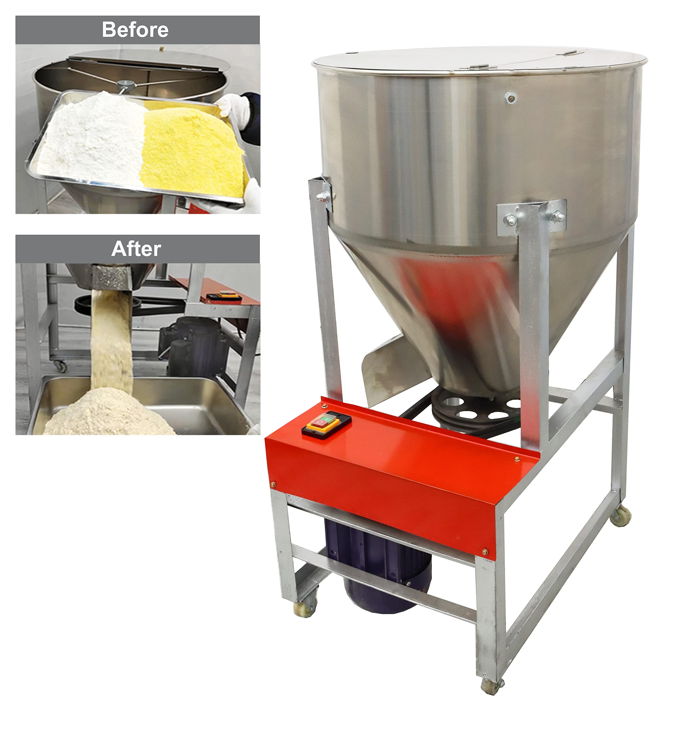 TECHTONGDA Commercial Powder Mixer Blender - 165lbs Capacity for Dry Grain, Particle & Granula Mixing - Perfect for Bakery, Spice Blending & Food Processing