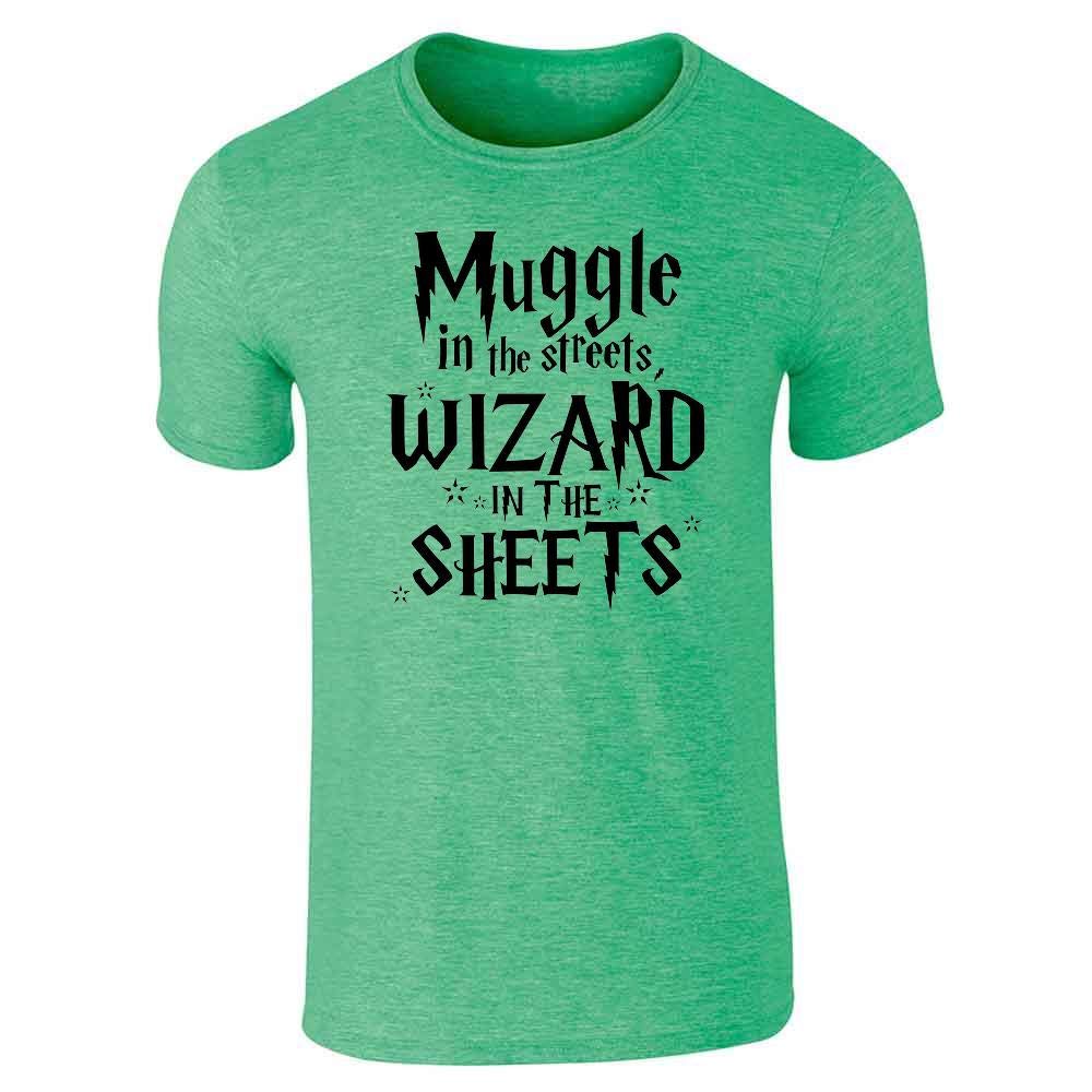 Pop Threads Funny Graphic T-Shirt for Men - 'Muggie in The Streets Wizard in The Sheets' Humor Tee | Casual Wear, Gifts & Everyday Outfits