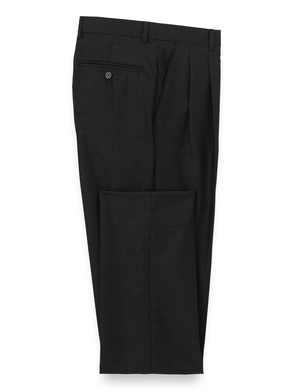 Premium Wool Flannel Pleated Pants for Men - Classic Black Office & Casual Trousers - Perfect for Business, Work & Winter Wear