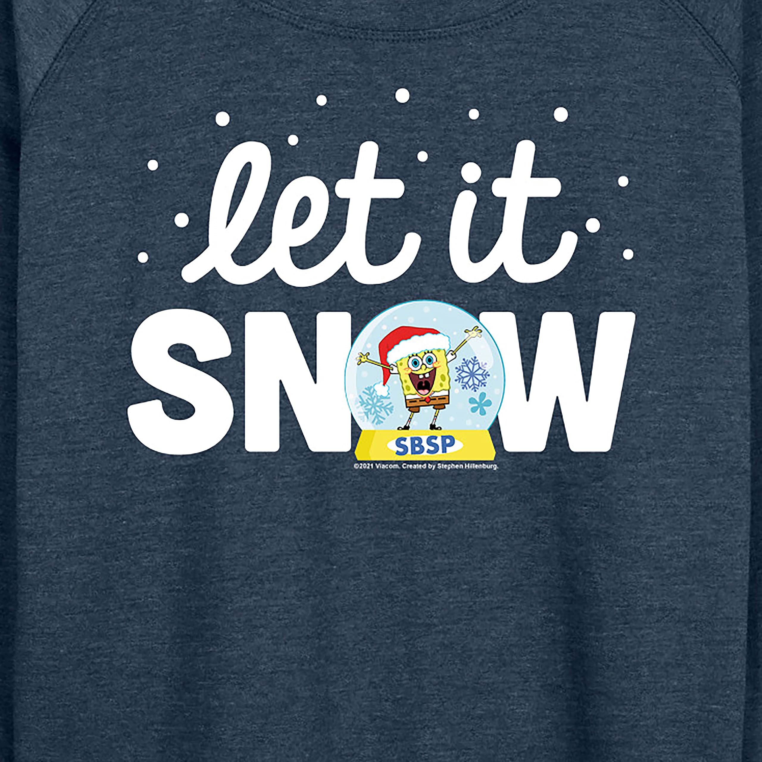 SpongeBob SquarePants Let It Snow Women's Lightweight French Terry Pullover Hoodie - Cozy Winter Sweatshirt for Casual Wear, Christmas Gifts & Holiday Outfits