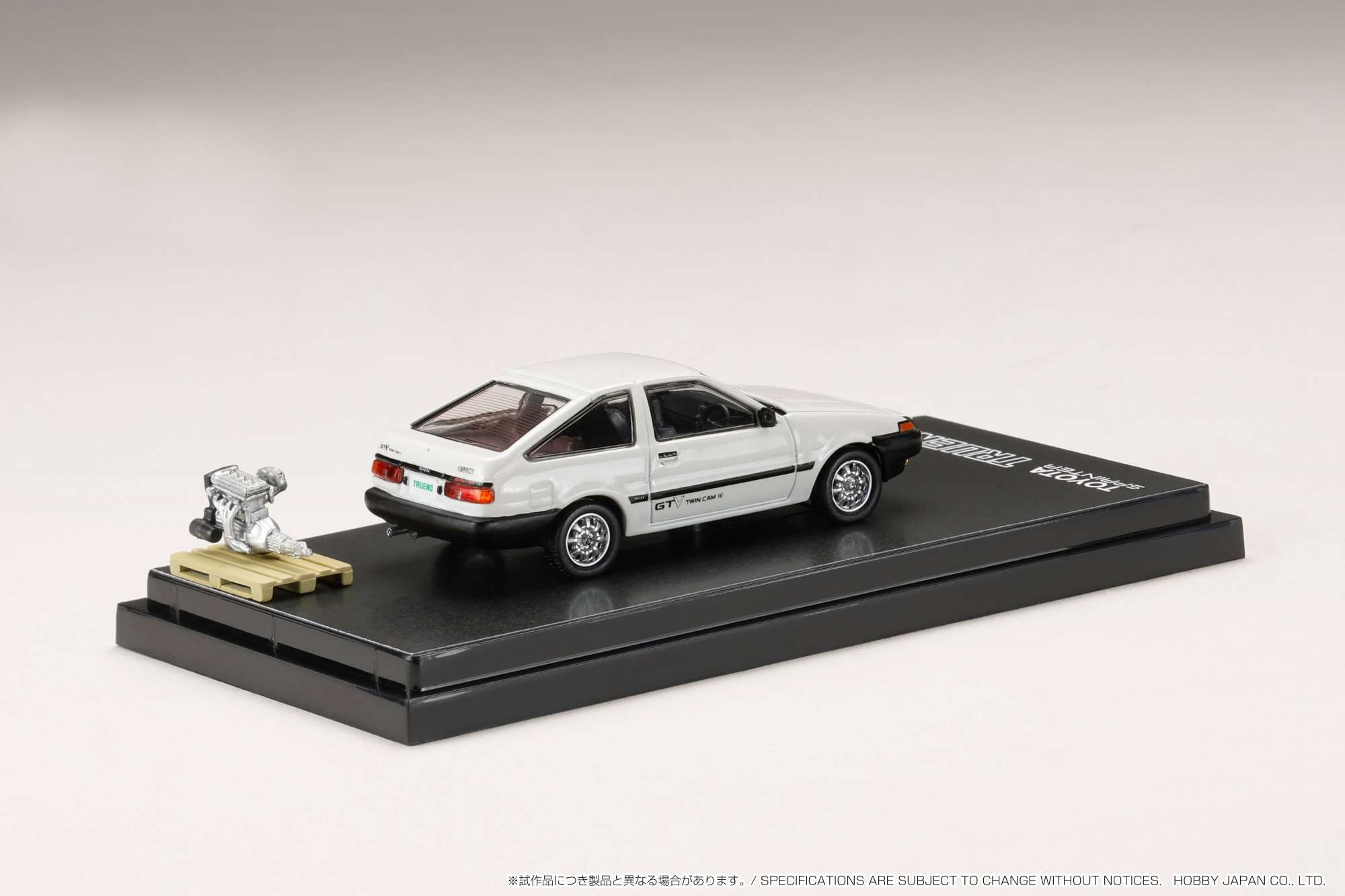 1:64 Toyota Sprinter Trueno GTV (AE86) White Diecast Model Car with Detailed Engine Display - Perfect for Collectors, Hobbyists, and Anime Fans (Initial D Inspired)