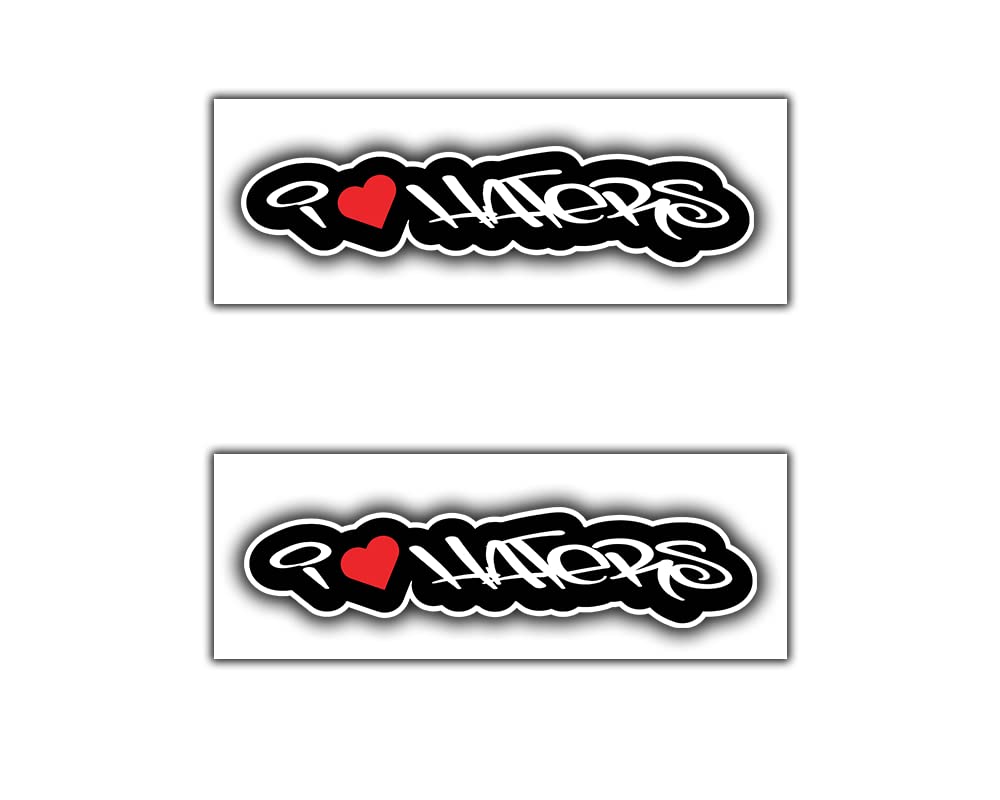 Funny 'I Love Heart Haters' Humor Decal Sticker (2-Pack, 11
