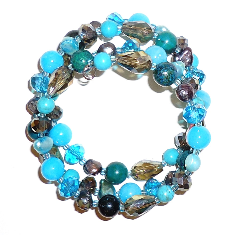 Aqua Mixed Stone Infinity Bracelet - Elegant Handmade Jewelry for Women, Perfect for Everyday Wear, Gifts & Special Occasions