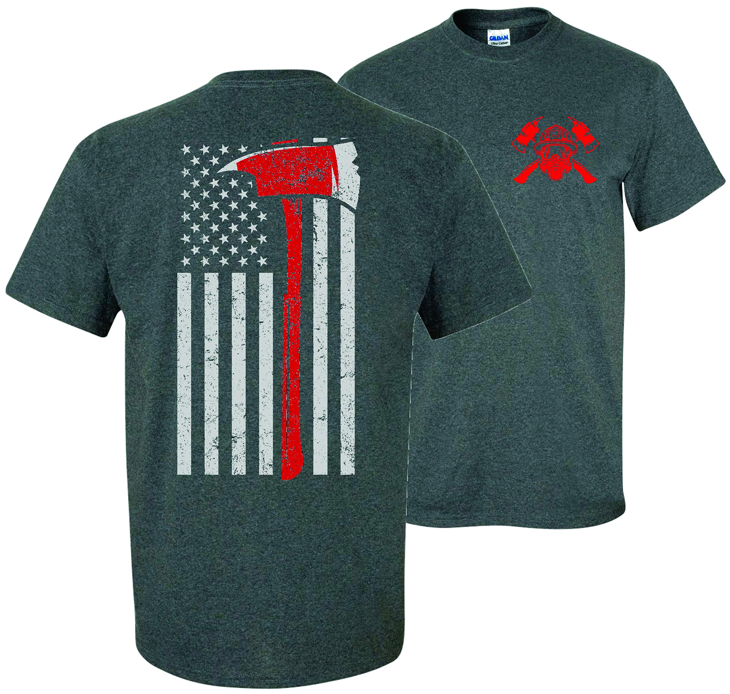 Patriot Apparel Thin Red Line Firefighter T-Shirt with Axe Design - Lightweight Comfort for First Responders, EMS, and Fire Dept Daily Wear