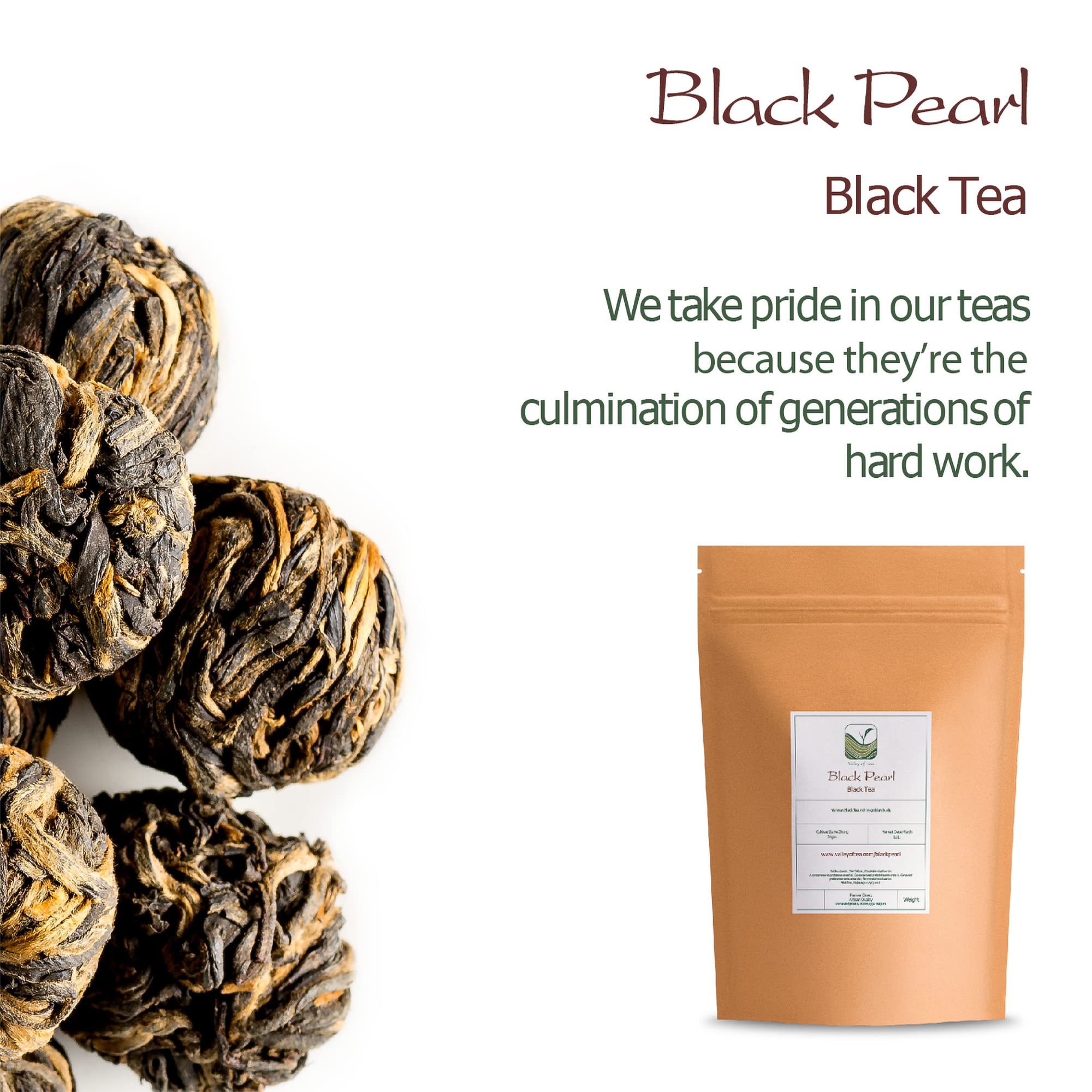 Premium Yunnan Black Dragon Pearls Tea - Strong & Malty - Perfect for Afternoon Tea