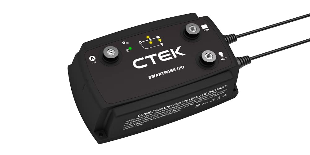 CTEK 40-185 SmartPass 120A Battery Charger & Energy Management System for Cars, RVs, Boats - Maintains & Protects 12V Batteries While Parked