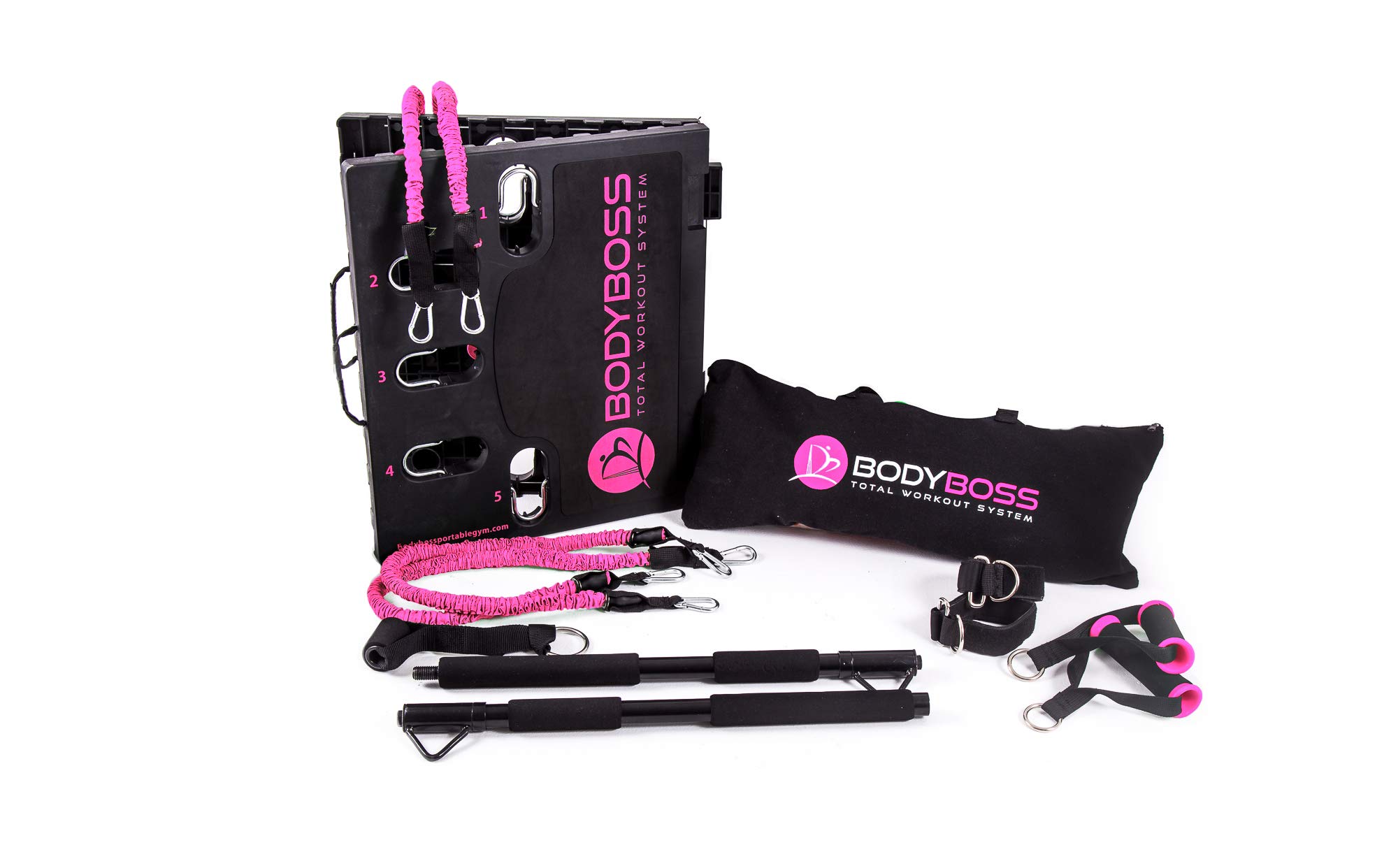6Ave Home Gym 2.0 Full Portable Gym Equipment Set - Home Workout Package PKG4 (Pink) | Perfect for Small Spaces, Apartment Fitness & Travel Workouts