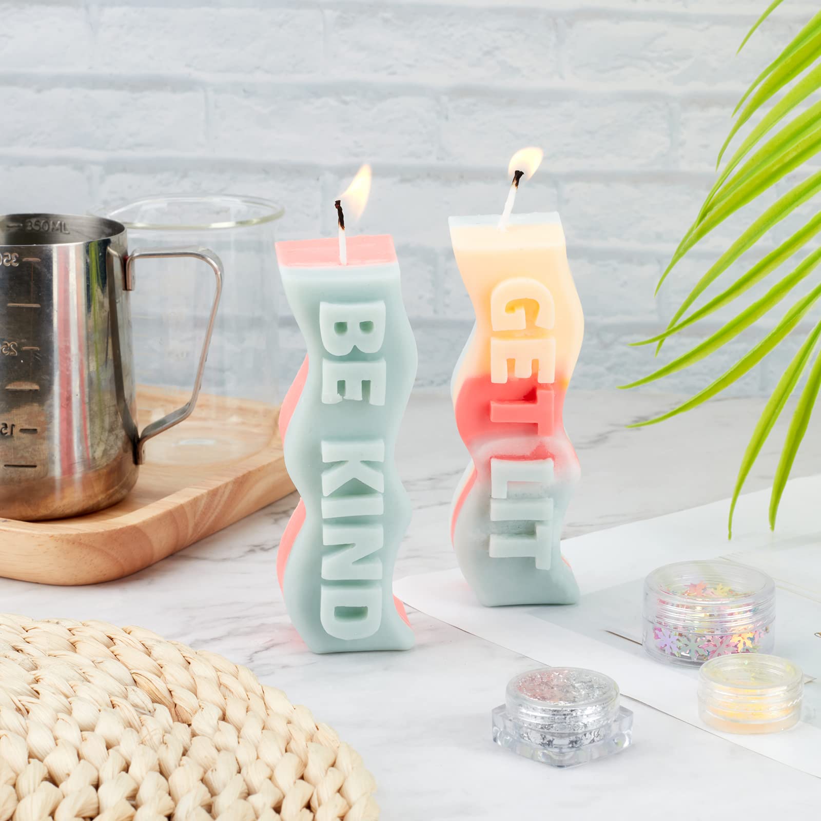 SUPERFINDINGS 2-in-1 Silicone Candle Molds - Kind Wave Pillar & White Smoke Resin Casting Molds for DIY Aromatherapy Candles, Soap Making & Home Decor | Perfect for Candle Crafting, Gift Making & Relaxation Therapy