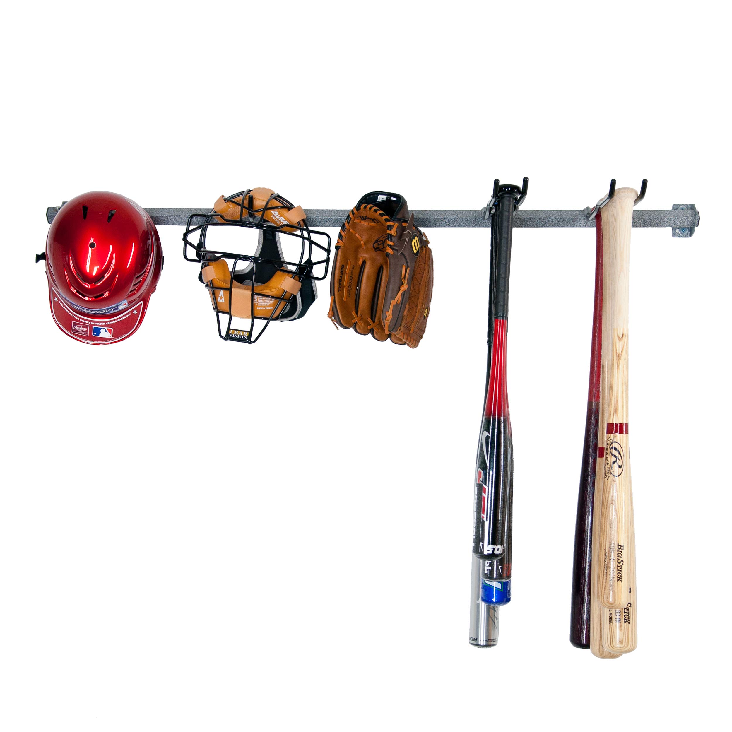 Monkey Bar Storage Wall Mounted Baseball Rack (Large) - Organize Bats, Gloves & Gear - Perfect for Garage, Basement & Sports Room Organization
