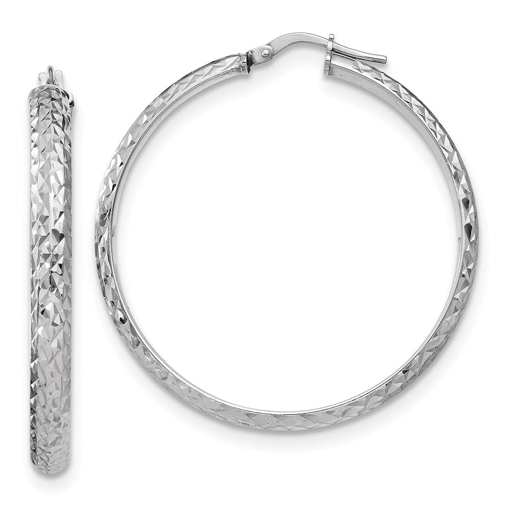Diamond2Deal 925 Sterling Silver Wire & Clutch Hoop Earrings - 1.59 Inch Length, 1.54 Inch Width - Elegant Dangle Earrings for Women, Perfect for Parties, Weddings & Everyday Wear