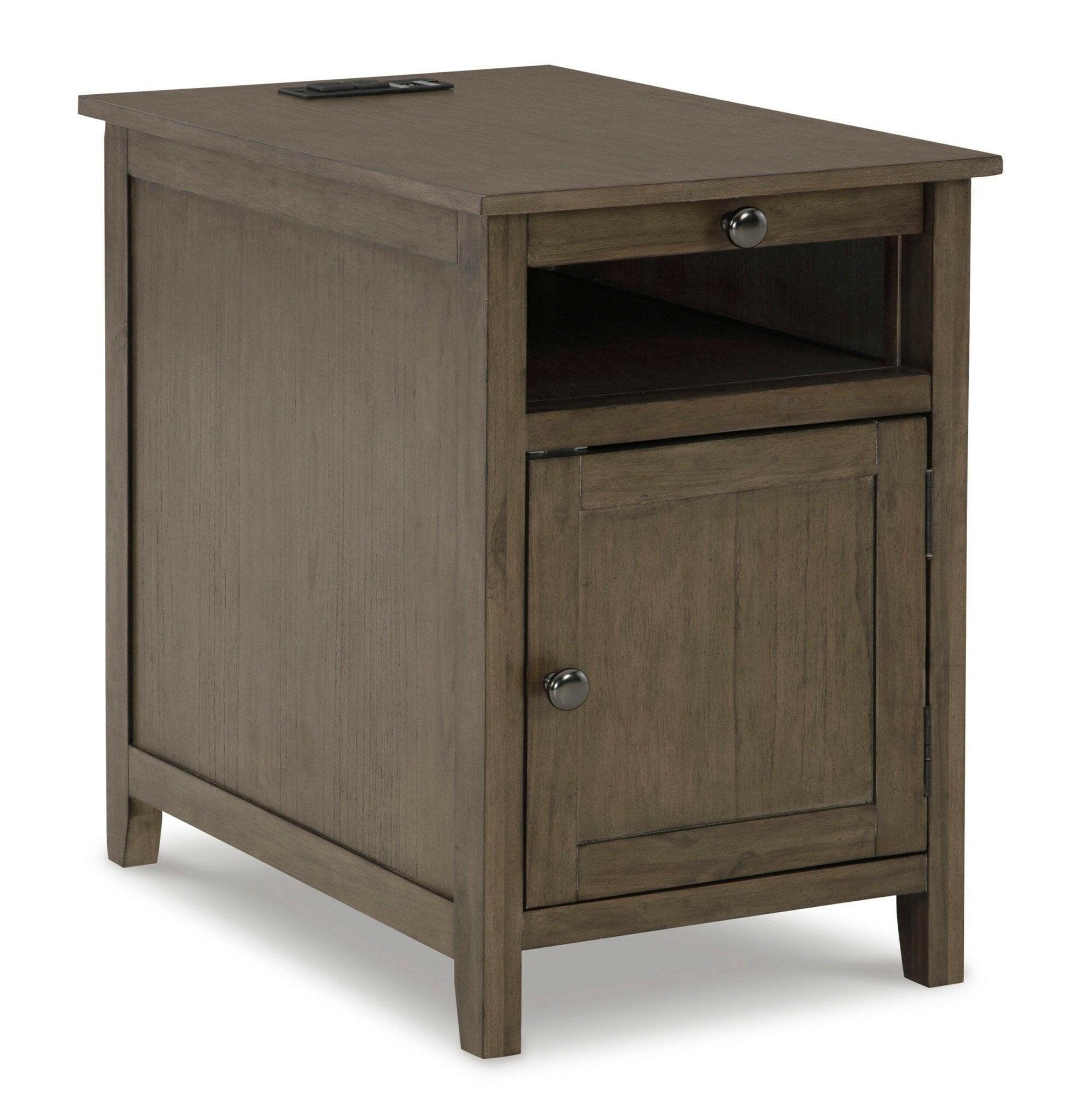 Treytown Gray Chairside End Table T300 217 - Modern Side Table for Living Room, Bedroom & Office - Small Accent Table with Storage Shelf