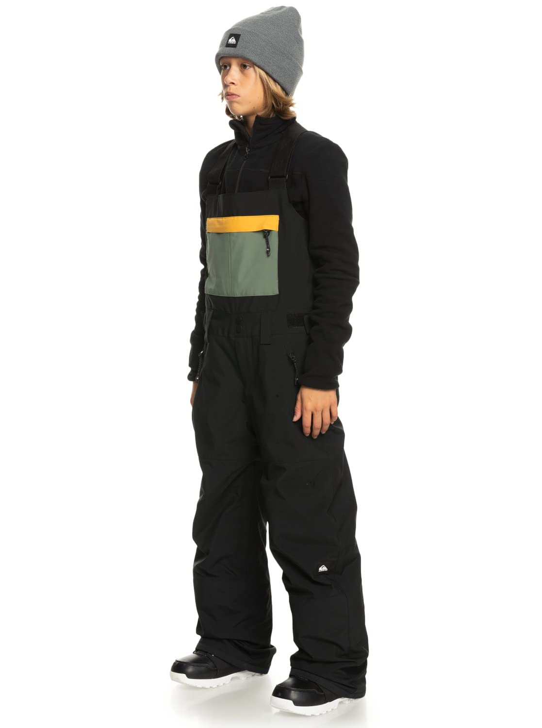 Quiksilver Mash Up Boys' Technical Snow Bib Pants - Waterproof Winter Snowboard Pants for Kids Ages 8-16 - Ideal for Skiing, Snowboarding & Cold Weather Outdoor Activities