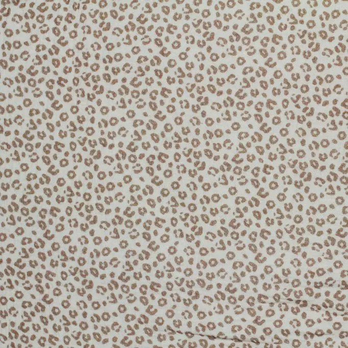 Leopard Print Beige Double Gauze Fabric - Soft Breathable Material for DIY Clothing, Baby Blankets & Home Decor Projects