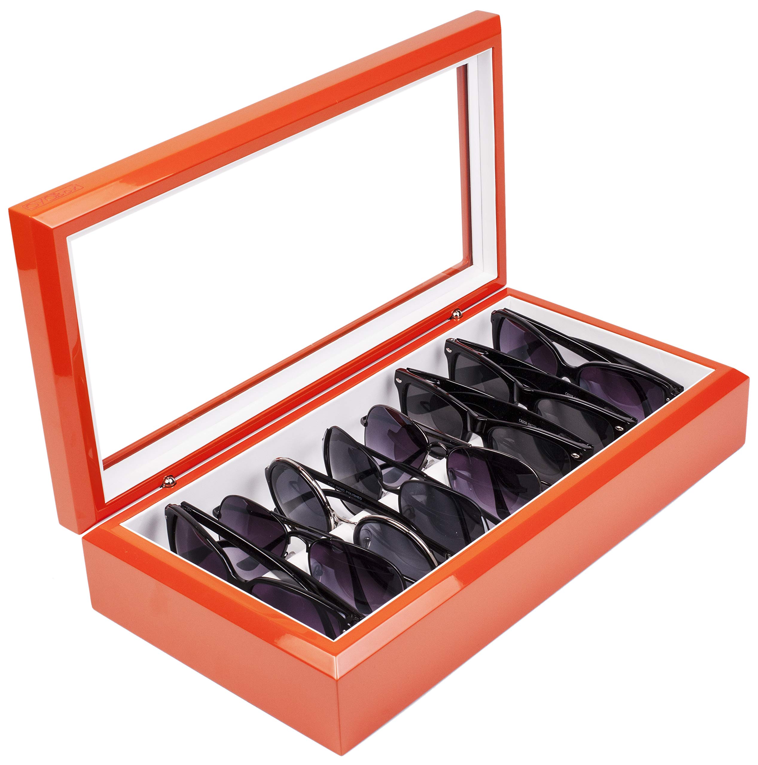 Premium Wooden Eyewear Organizer Box - Lacquered Sunglasses & Glasses Storage Case - Perfect for Home, Office, and Travel Accessories Organization