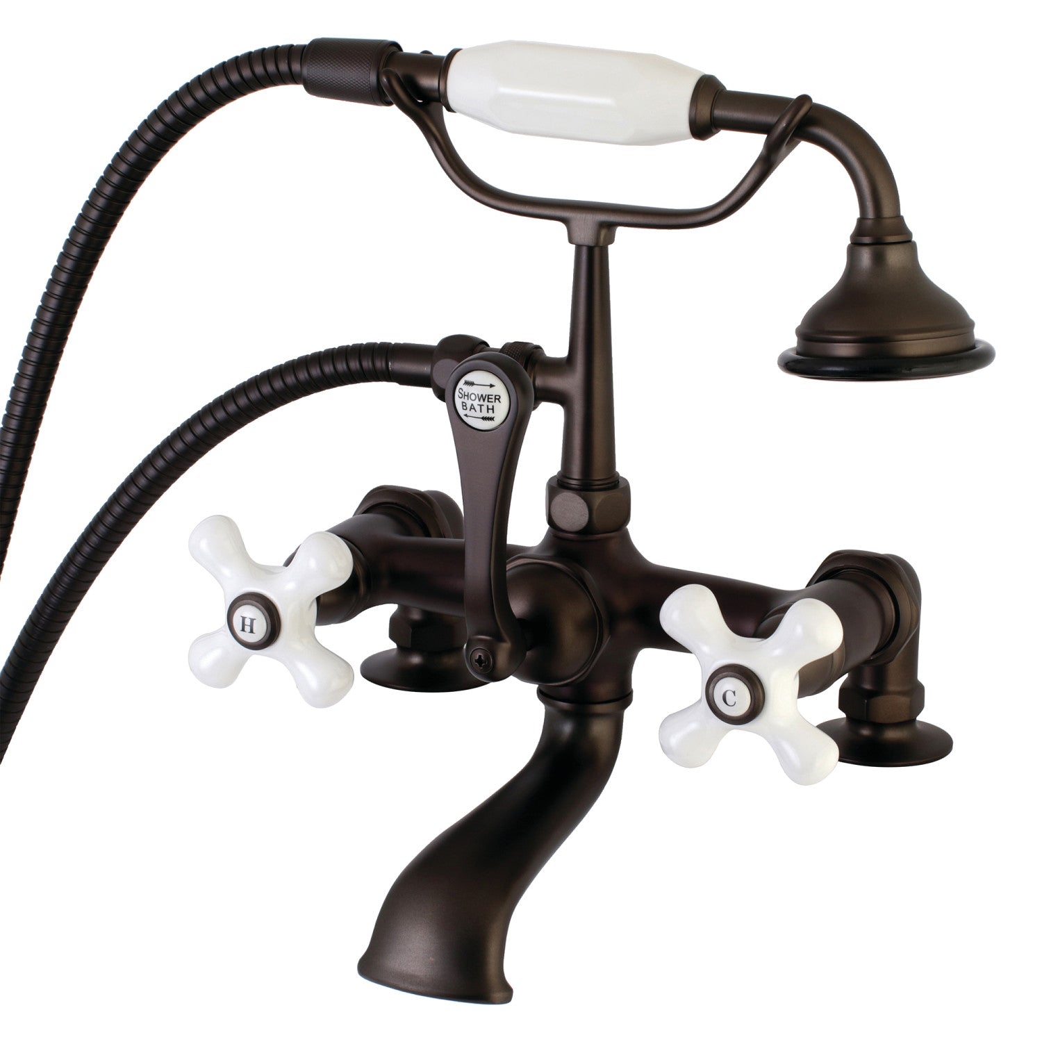 Vintage Clawfoot Tub Faucet with Hand Shower - Oil Rubbed Bronze 3-Handle 2-Hole Deck Mount Bathroom Fixture for Antique & Modern Bathrooms