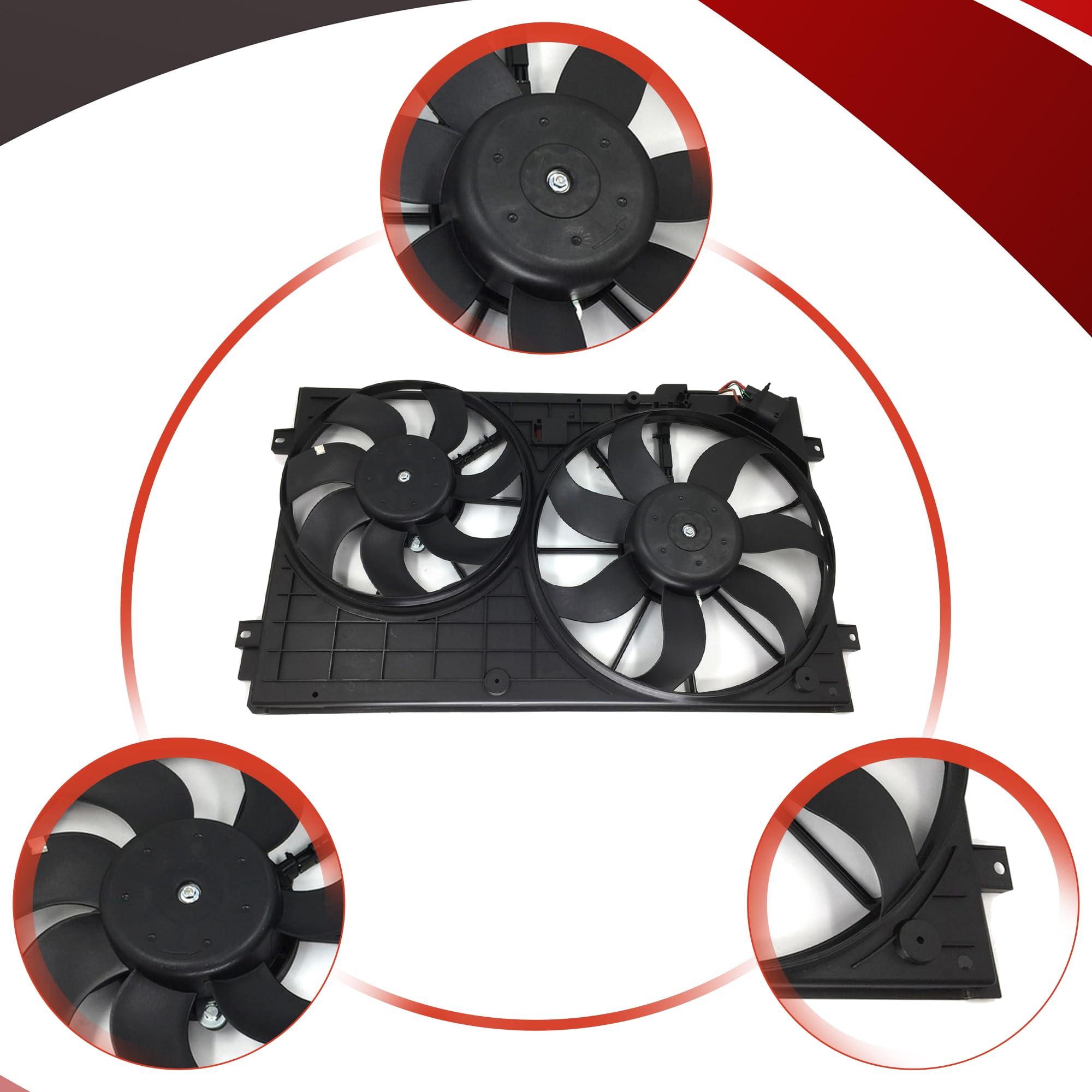 High Performance Radiator Cooling Fan Assembly Compatible with 2005-2013 VW Jetta, 2006-2009 Rabbit, 2010-2013 Golf, 2012-2013 Beetle/Passat (Part# 620-843) - Perfect for Engine Overheating Prevention & Summer Driving