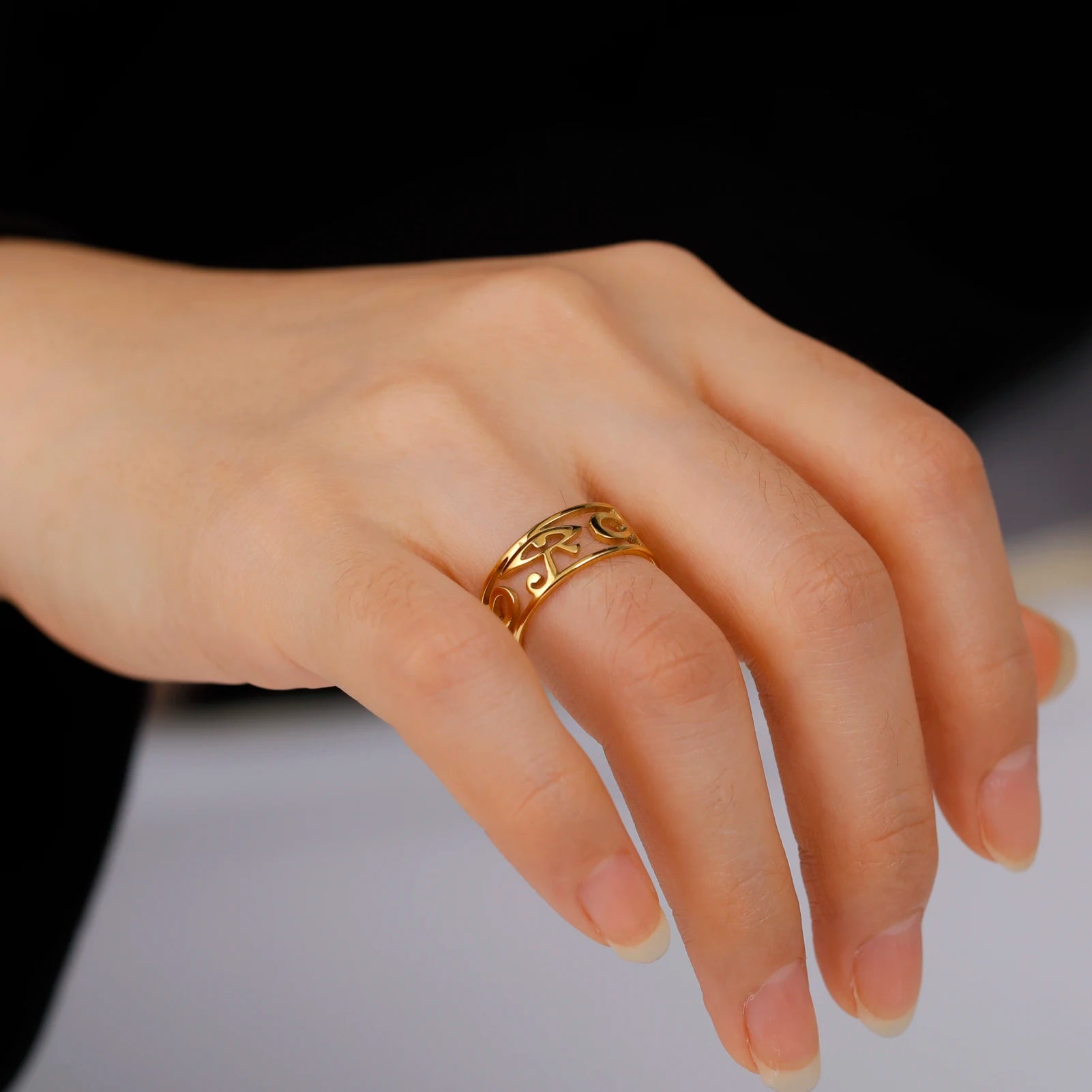 Eye of Horus Ring - Ancient Egyptian Symbol Jewelry for Protection & Power - Perfect for Spiritual Gifts, Meditation, and Boho Fashion Accessories