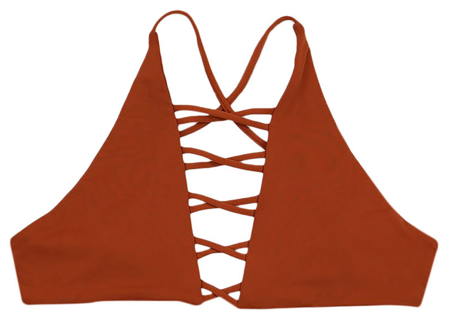 ToBeInStyle Women's Seamless Halter Cross Bikini Top - Sexy Push Up Swimwear for Beach, Pool & Summer Vacations