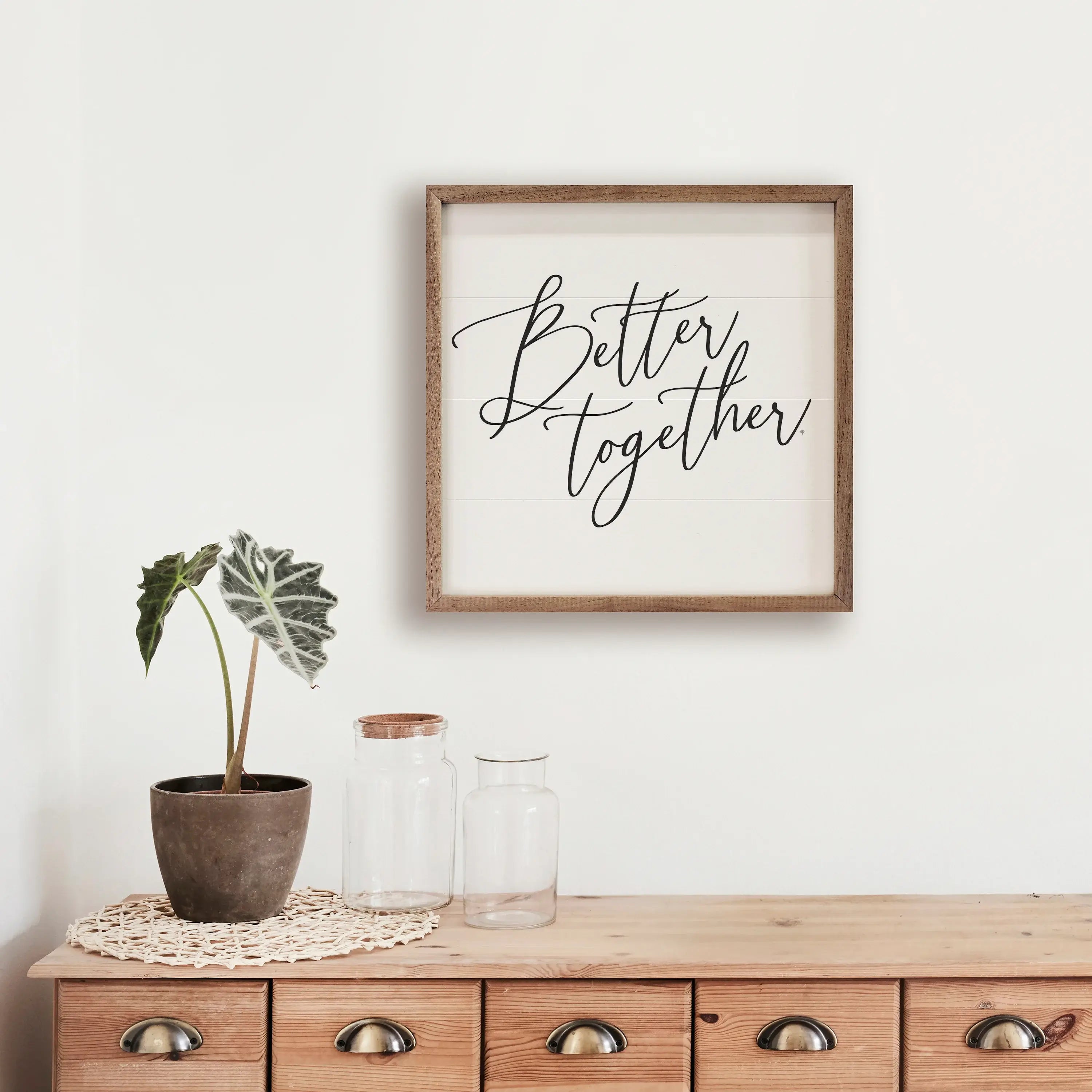 Better Together Wood Framed Print - Inspirational Home Decor for Living Room, Bedroom & Office - Perfect Gift for Couples, Family & Friends