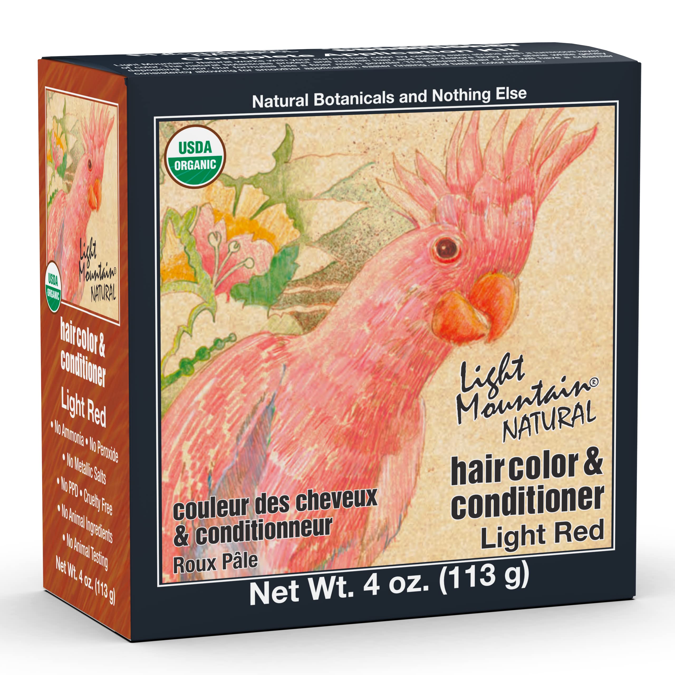 Light Mountain Henna Hair Color & Conditioner - Organic Light Red Hair Dye for Men & Women | Chemical-Free, Semi-Permanent Natural Hair Color with Henna Leaf Powder & Botanicals (4oz) | Perfect for At-Home Hair Coloring, Covering Grays, and Natural Hair Care