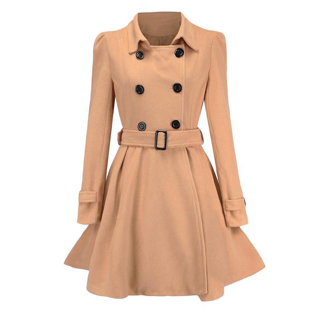 Forthery Women's Double Breasted Pea Coat Winter Trench Jacket with Belt - Warm Stylish Outerwear for Office, Travel & Casual Outings