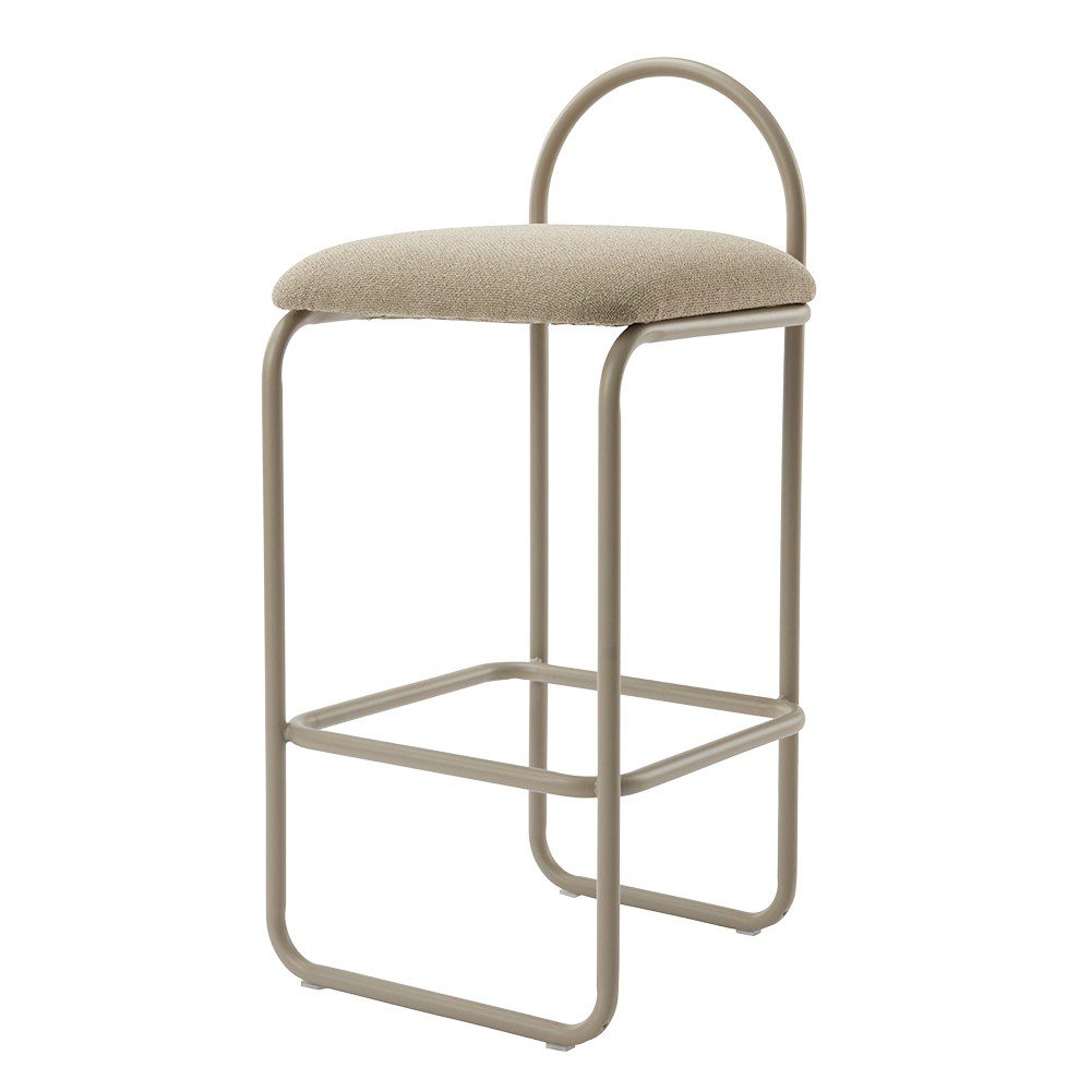 AYTM Angui Bar Chair - Modern Counter Stool with Taupe Boucle Upholstery, 2 Height Options for Kitchen Island, Breakfast Bar & Dining Room Decor