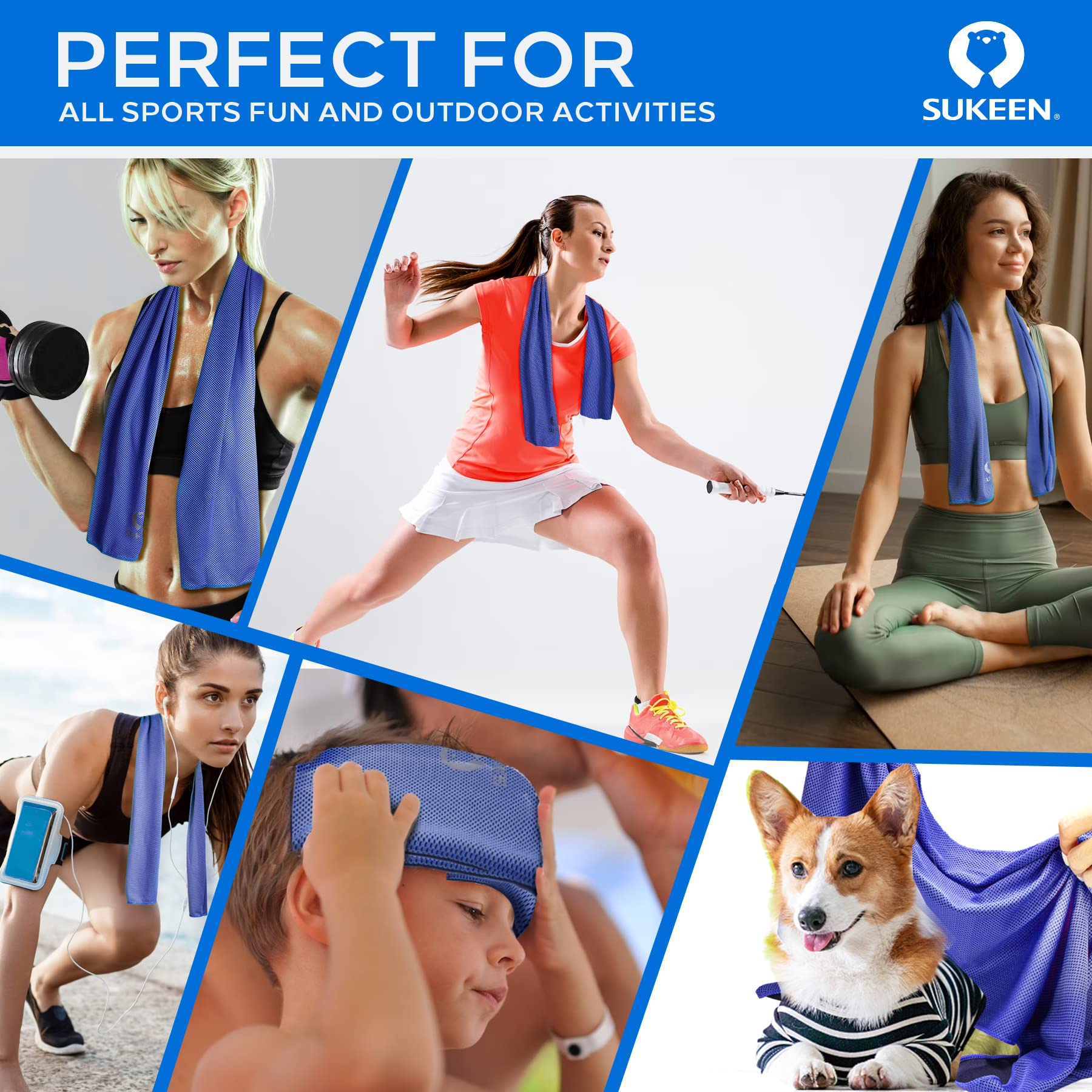 Cooling Towel for Sports & Fitness - Sukeen Instant Evaporative Cooling Neck Wrap (40