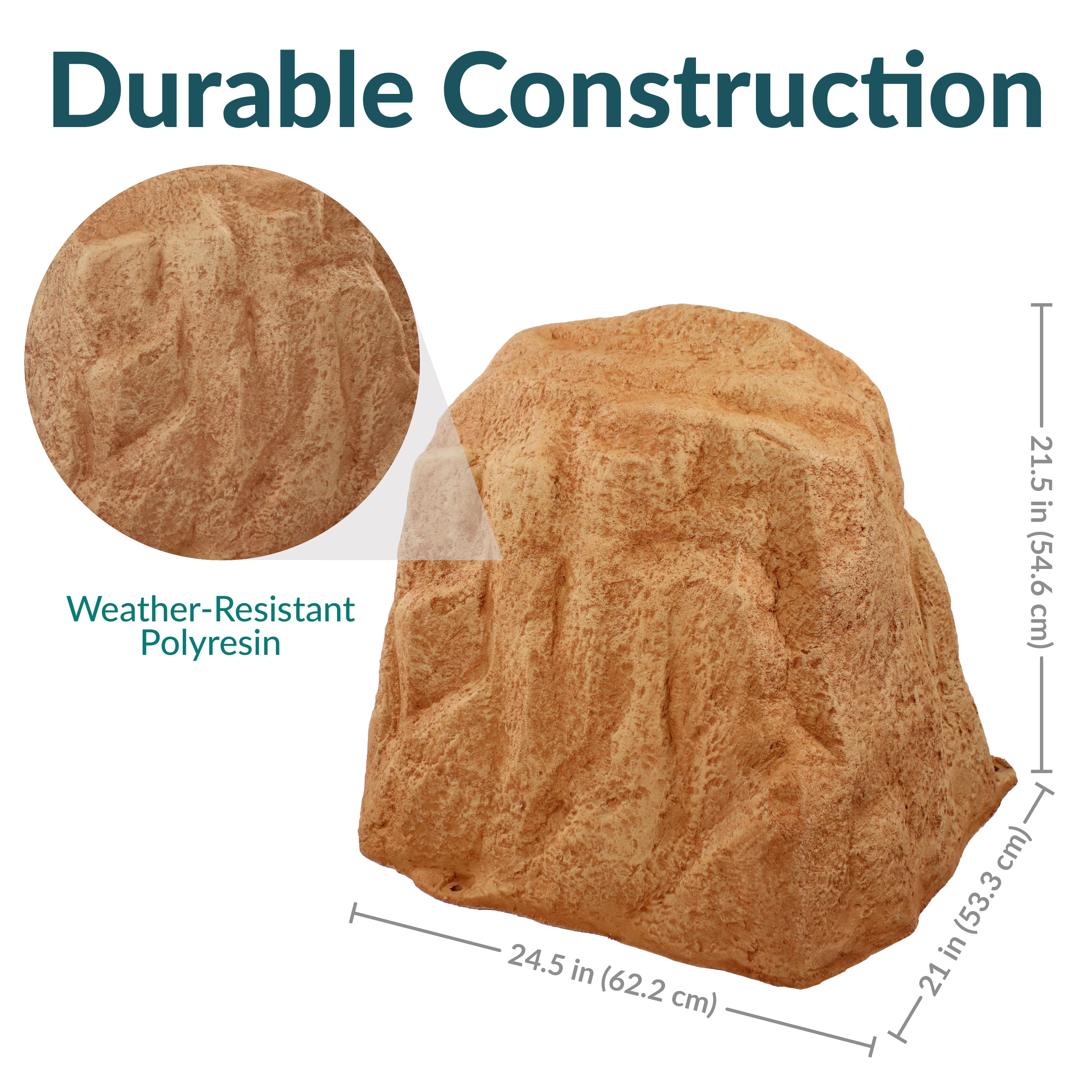 Sunnydaze Polyresin Landscape Rock Cover with Stakes - Decorative Outdoor Garden Rock Cover for Yard, Lawn, and Patio - Perfect for Hiding Utility Boxes, Cables, and Unsightly Objects