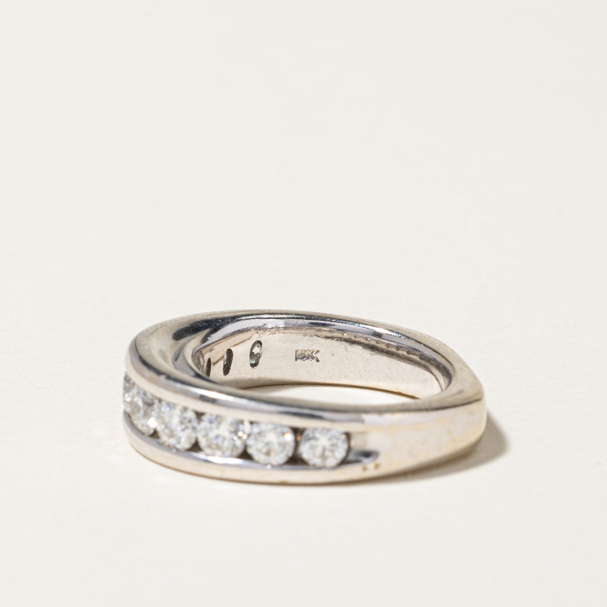 18K White Gold Channel Set Diamond Band Ring - 1.27 Carat Total Weight (CTW) - Size 6.75 - Perfect for Engagement, Wedding, Anniversary & Special Occasion Jewelry Gifts