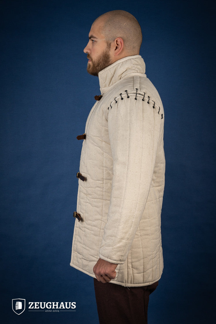 Medieval Gambeson with Detachable Laced Arms - Natural Color Historical Armor for LARP, Cosplay & Renaissance Fairs