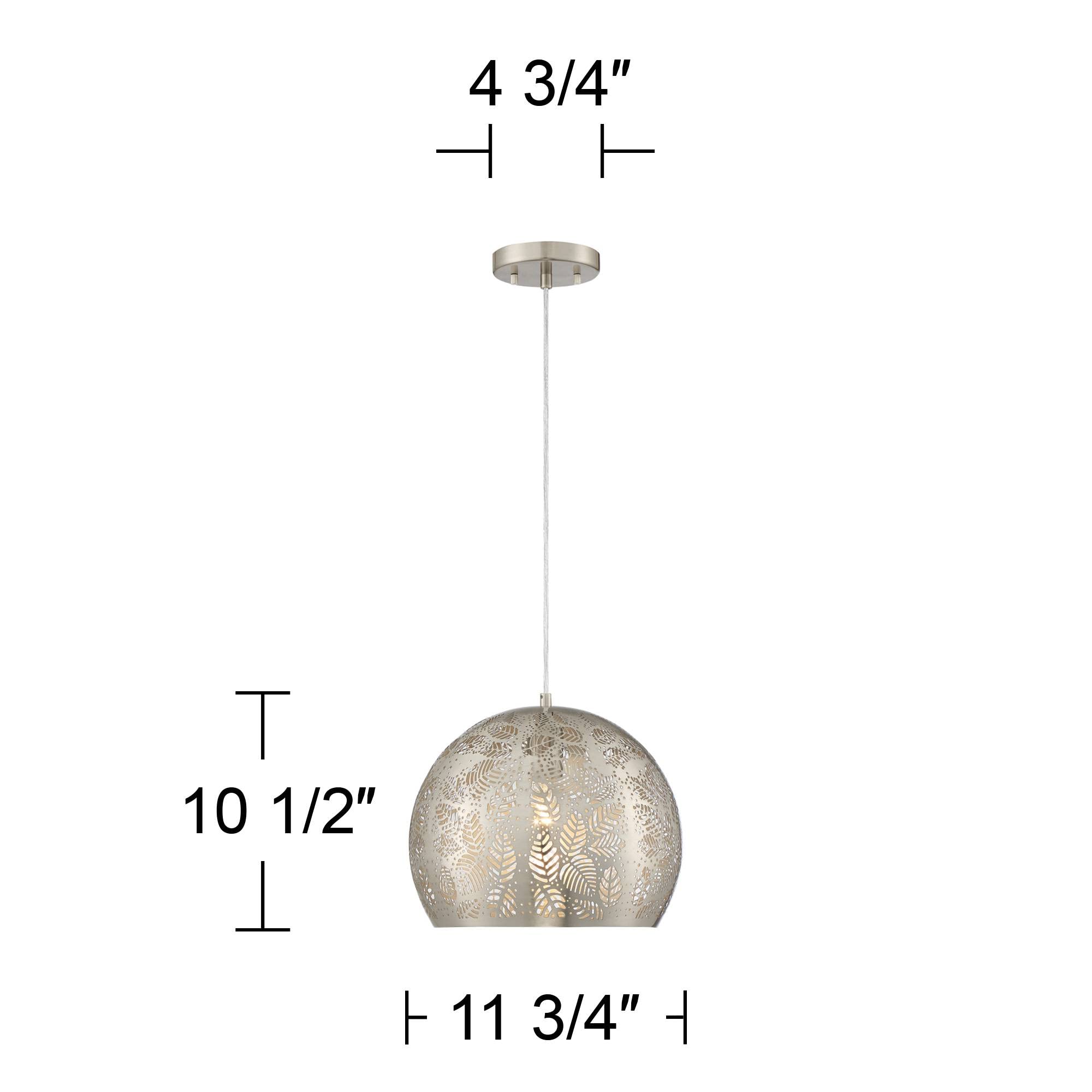 Regency Hill Safi Brushed Nickel Silver Metal Mini Pendant Light - 11 3/4