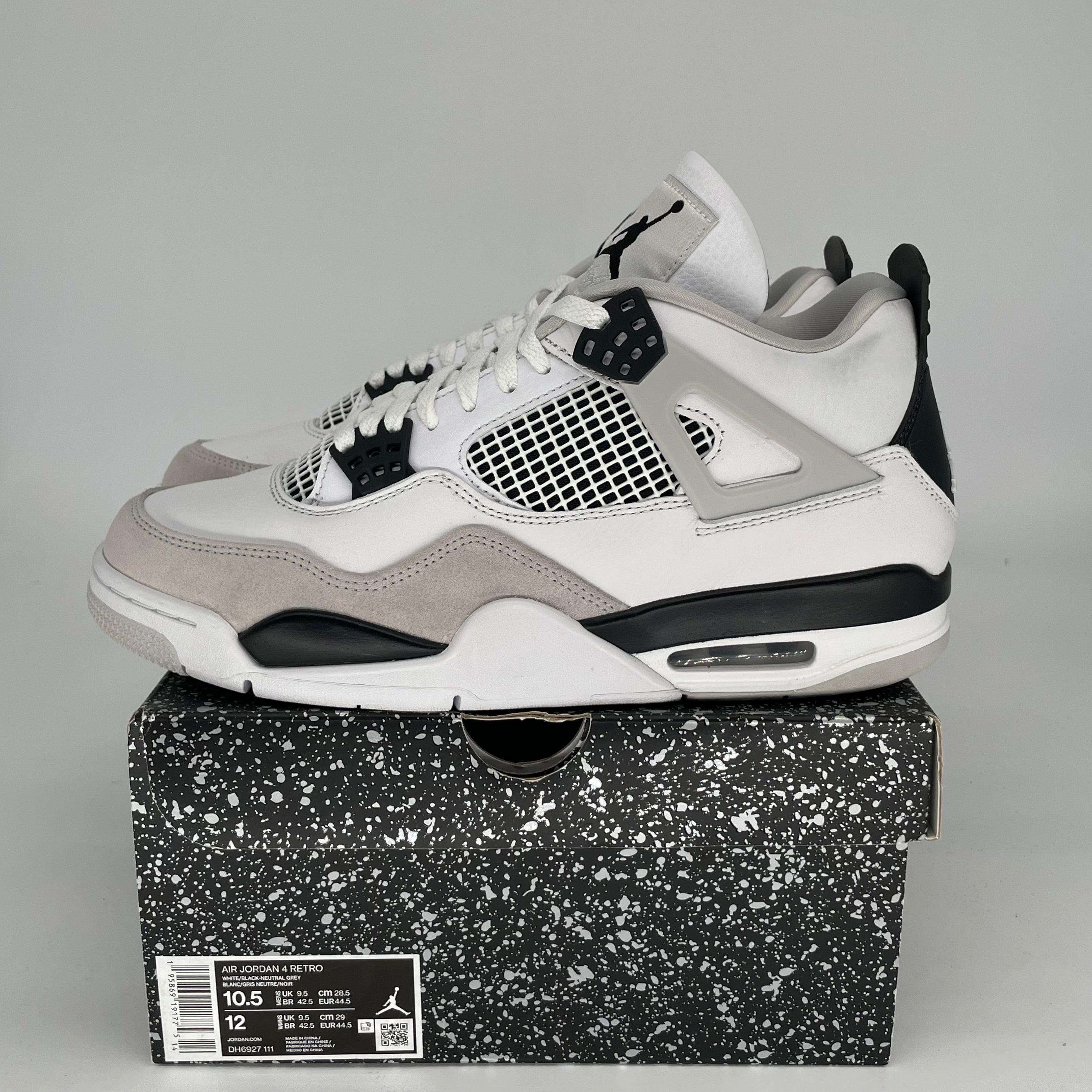 Original Air Jordan 4 Retro 'Military Black' Men's/Women's Sneakers - Size 10.5/12W (DH6927-111) - Perfect for Basketball, Streetwear & Casual Fashion
