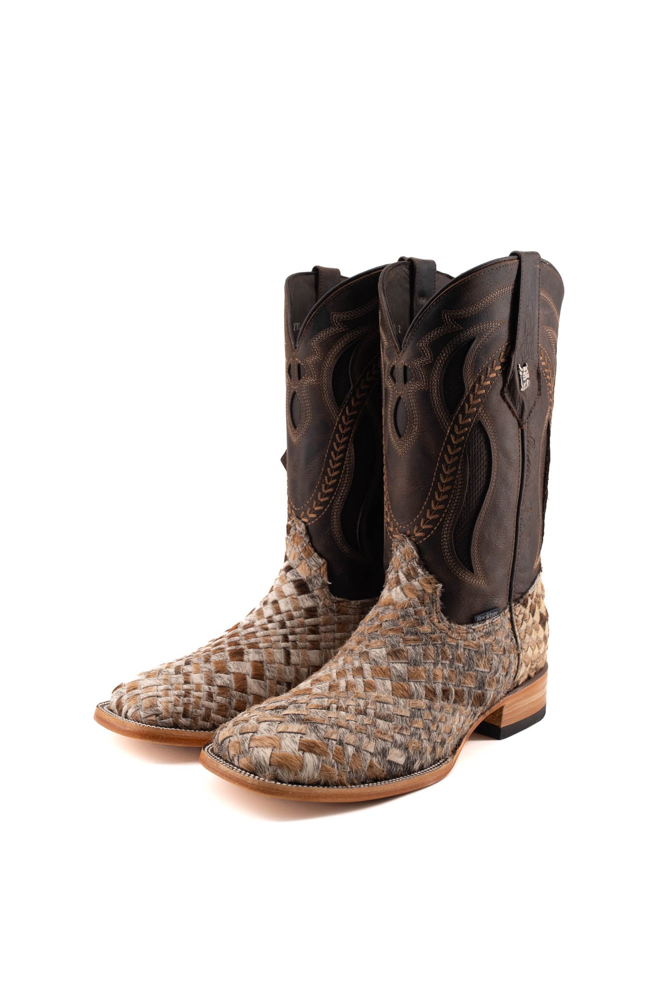 Authentic Men's Cowhide Square Toe Cowboy Boots - Size 9 Western Boots for Rodeo, Country Dance & Outdoor Riding - Durable Leather Work Boots with 2H Box Packaging
