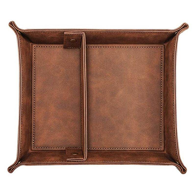 PU Leather Foldable Desktop Storage Box - Organizer for Game Dice, Office Supplies & Small Items | Portable Quadrilateral Tray for Board Games, Home & Office Organization (824871383859)