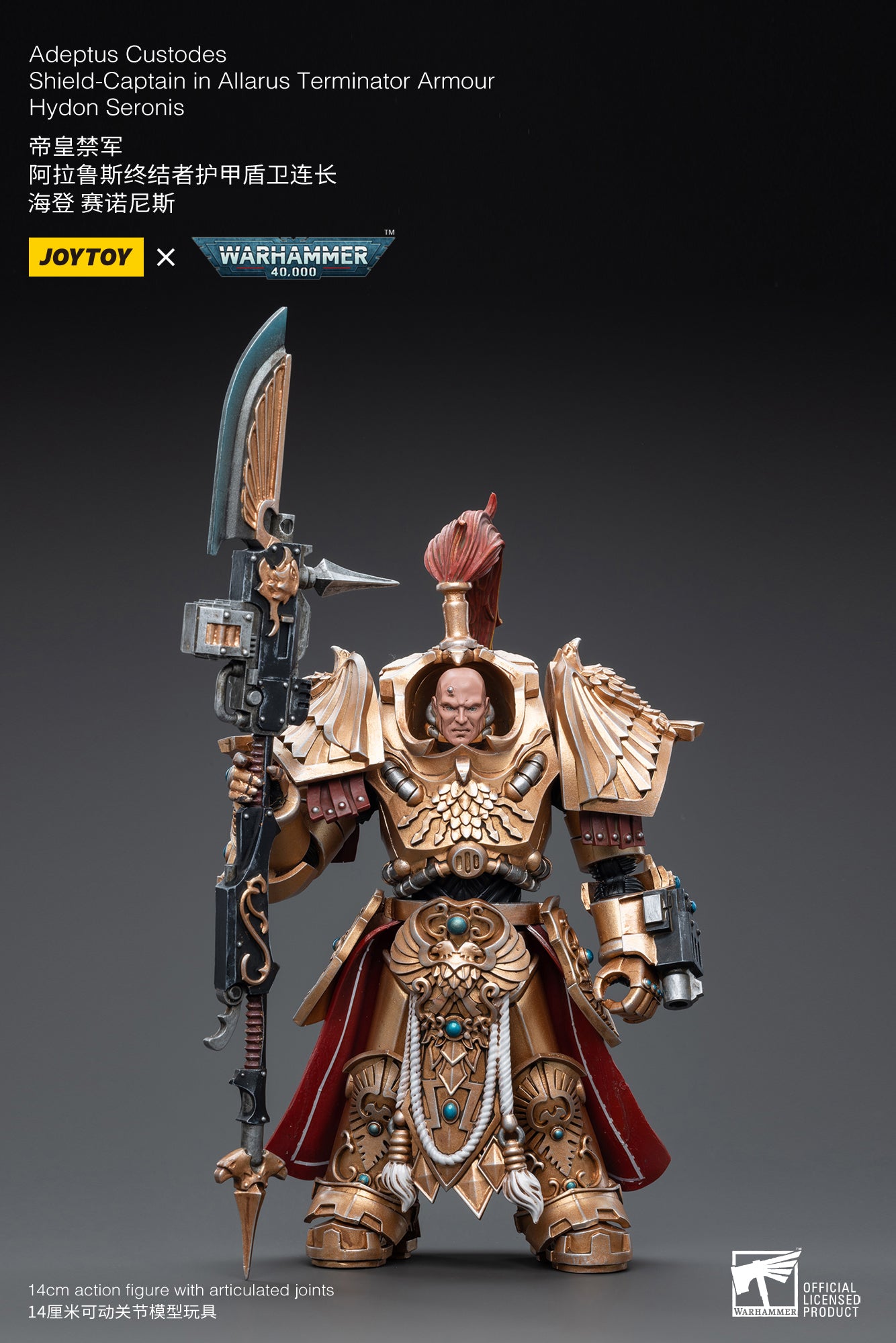 1/18 JOYTOY Warhammer 40K Adeptus Custodes Shield Captain Allarus Terminator Armor Hydon Seronis Action Figure - Collectible Model for Warhammer Fans & Tabletop Gaming
