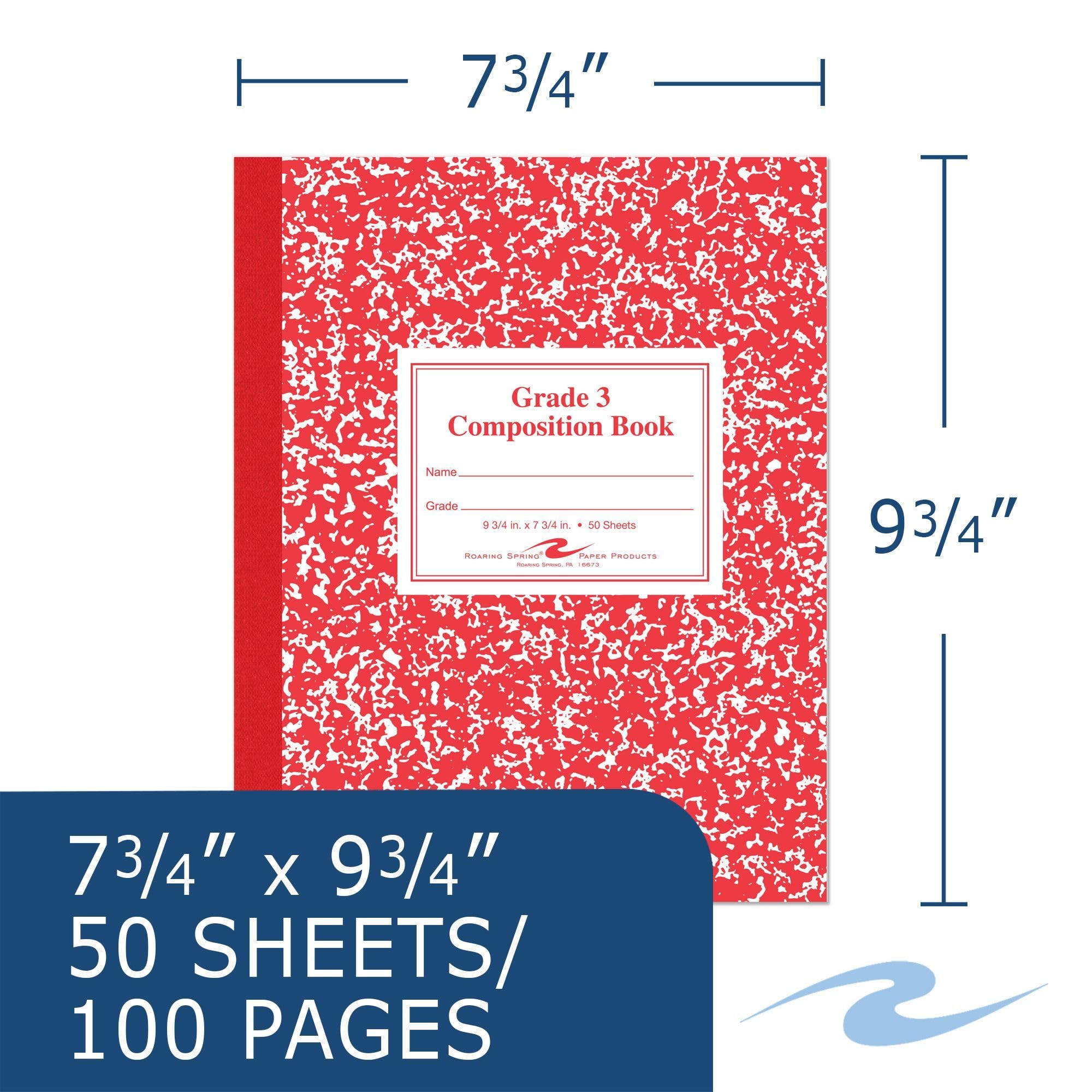 Roaring Spring Composition Notebooks - 50 Sheets 15# White Paper, 9.75